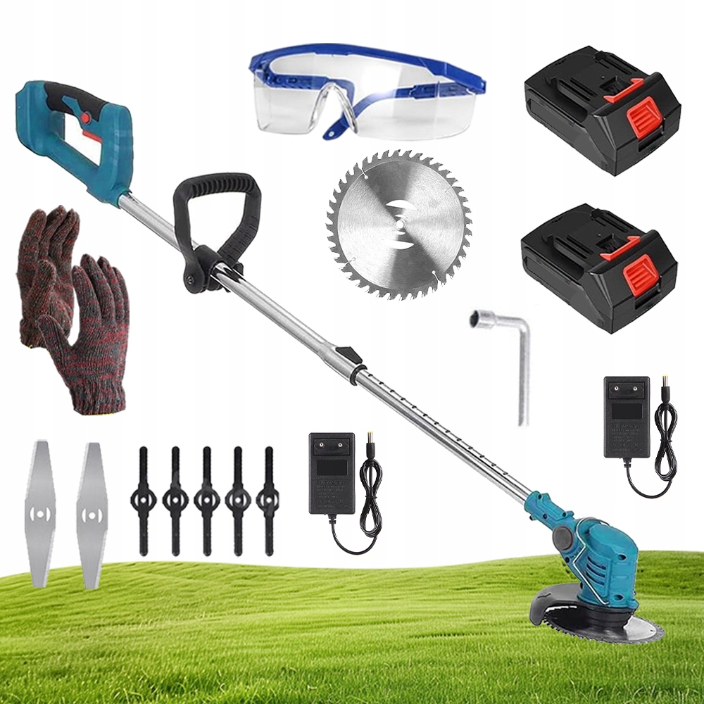 Výkonný Křovinořez Na Trávy Aku Vyžínač 21V Nastavitelný 18000R/MIN