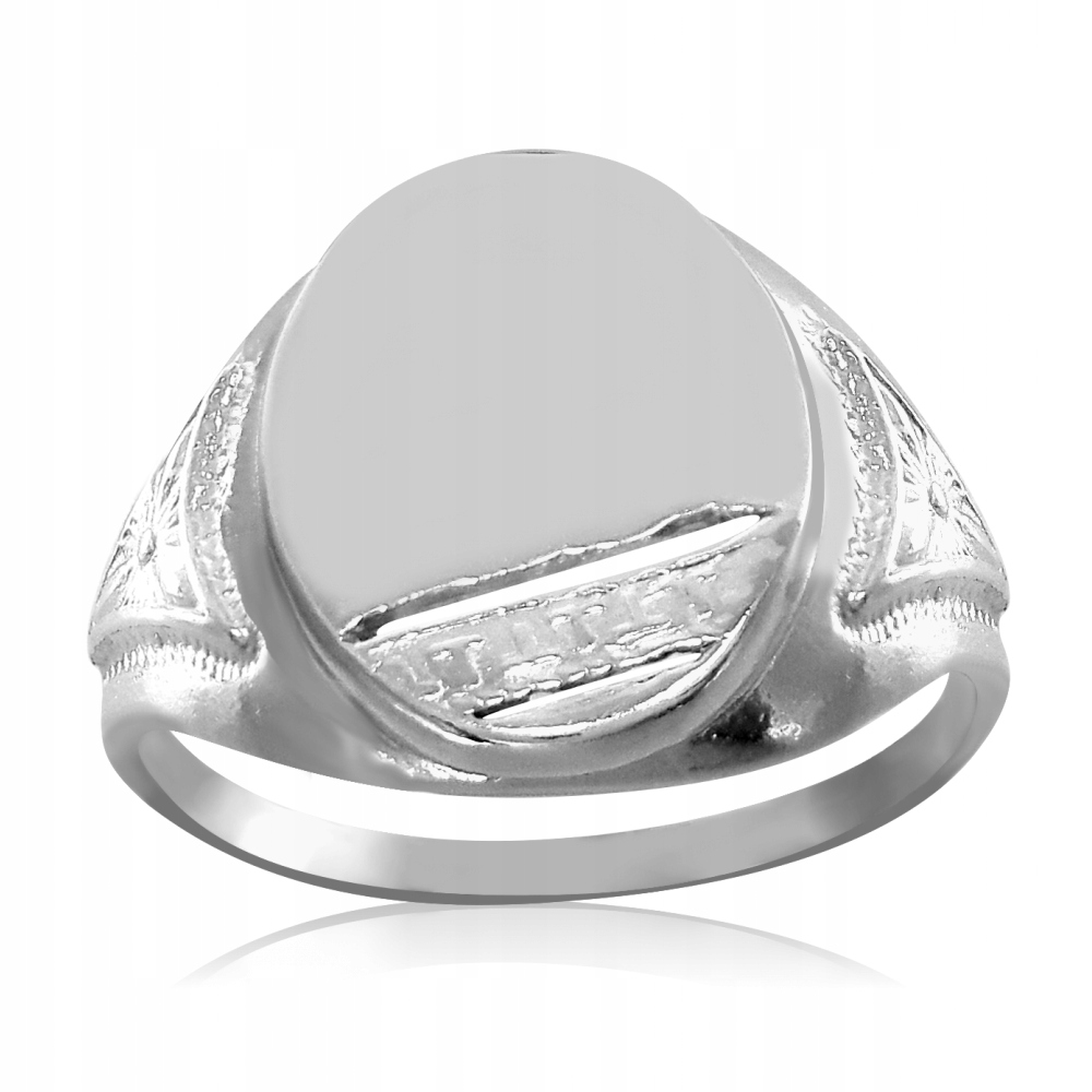 SREBRNY SYGNET Z ORNAMENTAMI OWAL 925 + GRAWER Materiał srebro