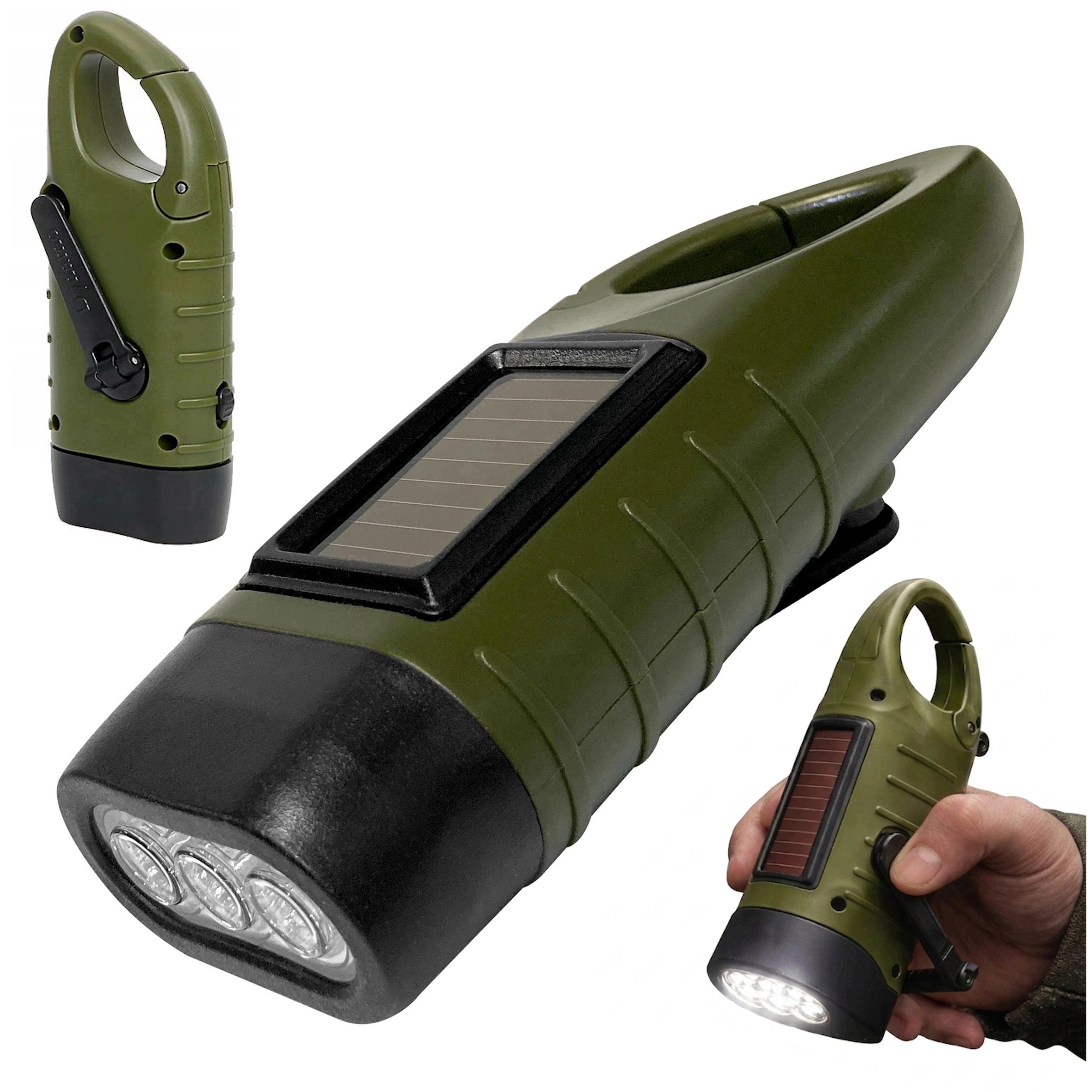 Virone Latarka Akumulatorowa Led z korbką panelem solarnym 50lm IP42 6000K