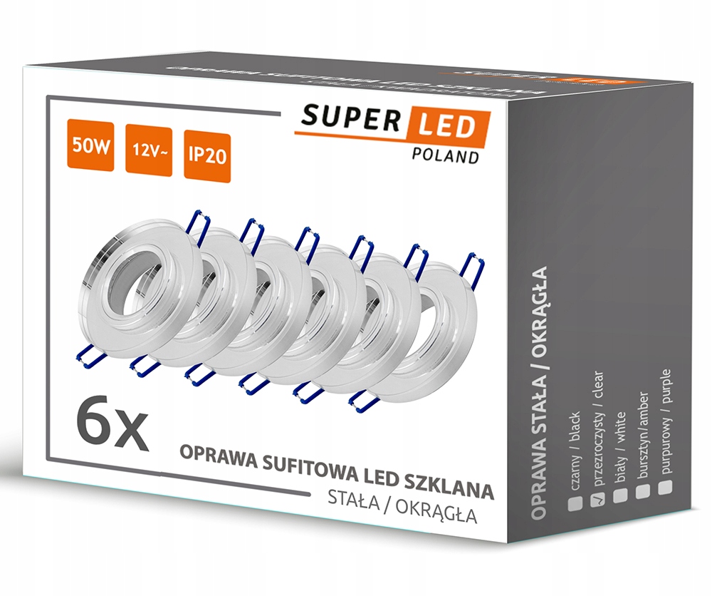 

Zestaw 6x Oprawa halogenowa GU10 szklana okrągła