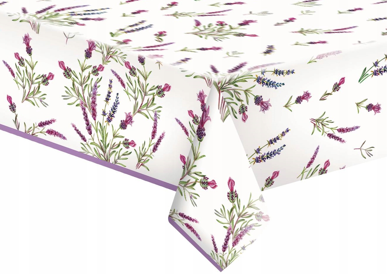 Obrus papierowy biały nadruk lawenda 120x180cm