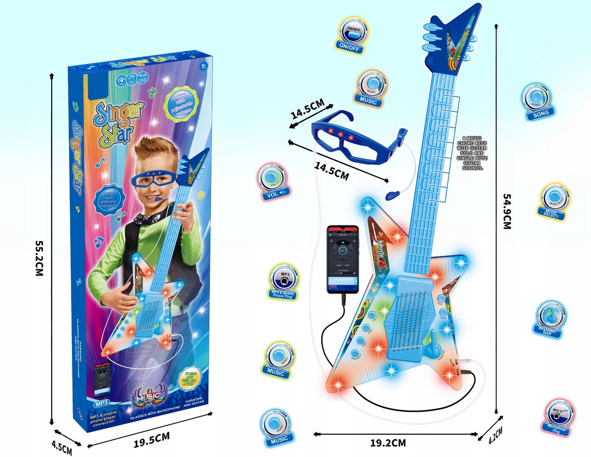 GITARA ROCKOWA DZIECI ŚWIECI GRA Metalowe STRUNY INSTRUMENT elektroniczna Kod producenta QL91013