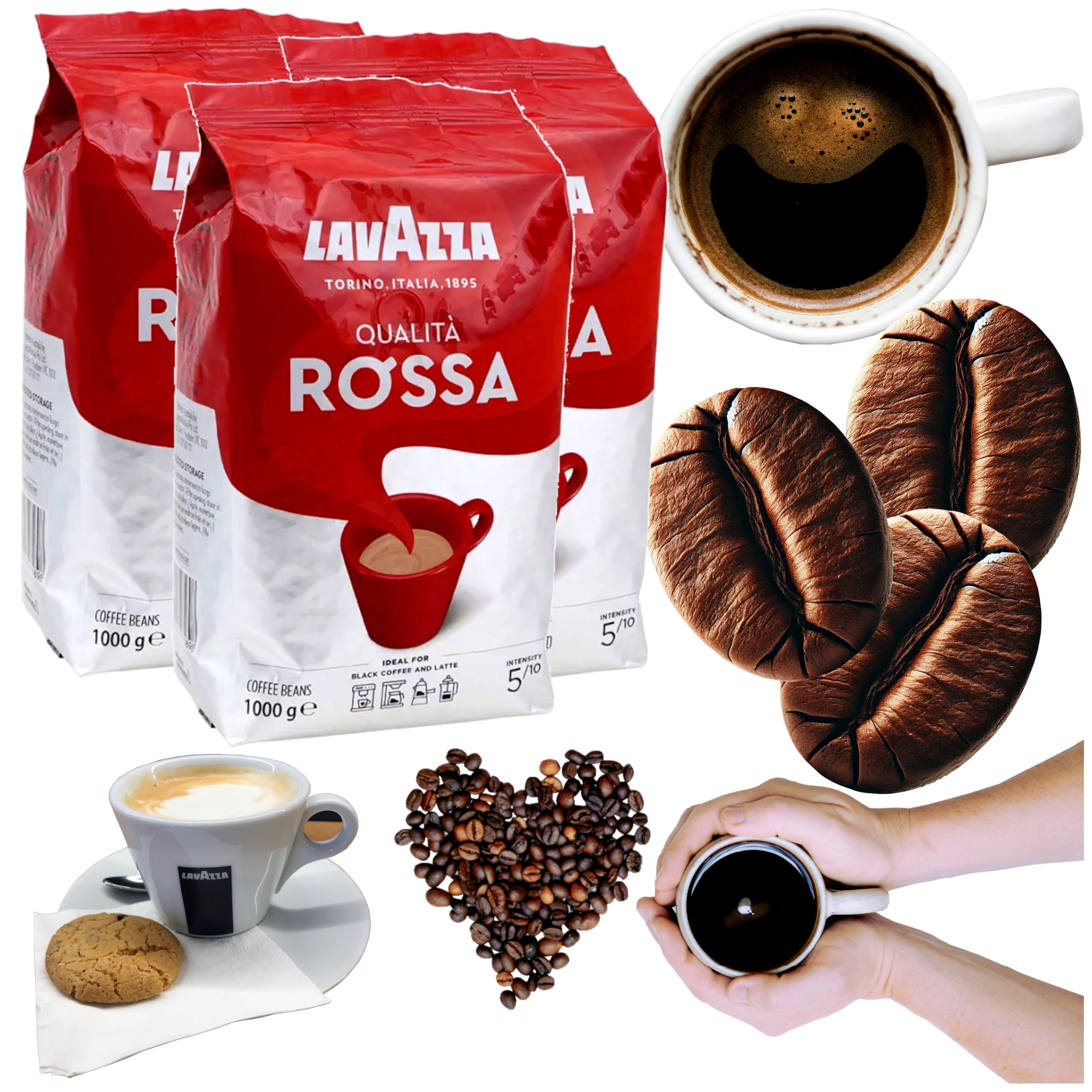 Káva zrnková Lavazza Qualita Rossa 1kgx3 smíšená arabica robusta 3 balení