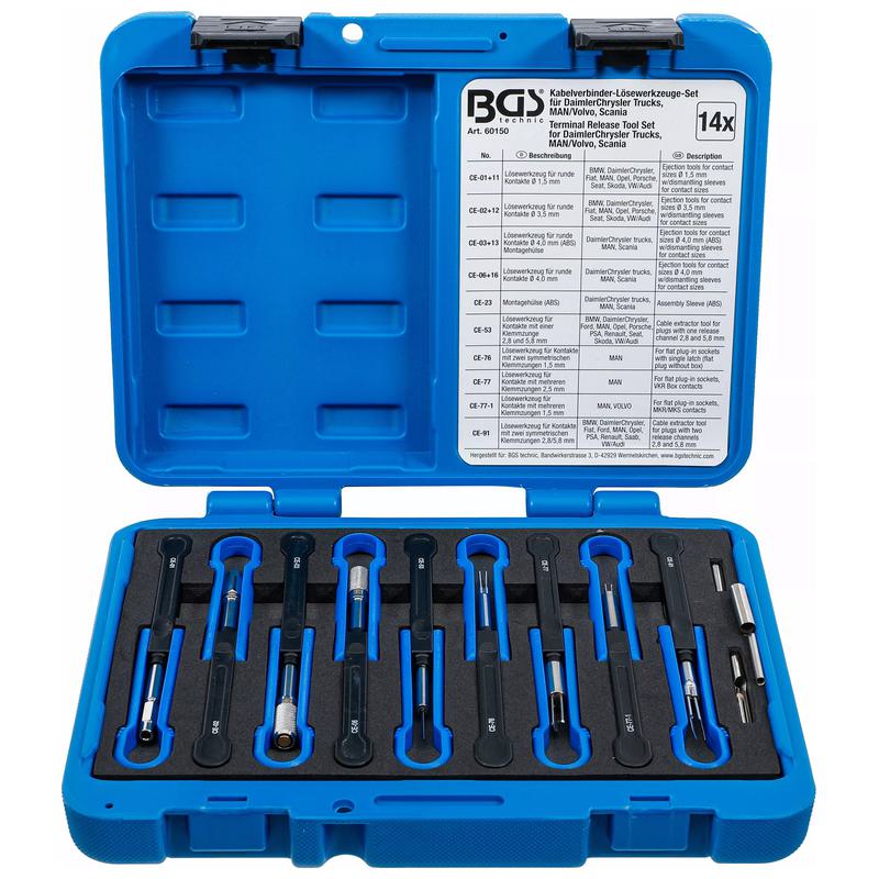 Sada nástrojů pro odpojování elektrických konektorů Man Volvo, Bgs 60150