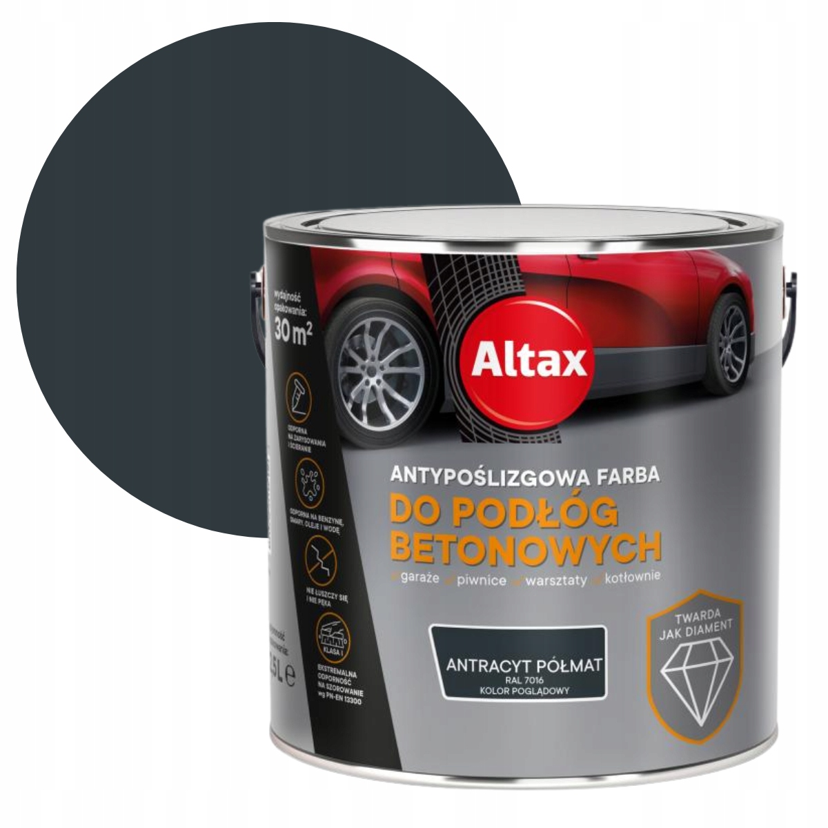 Altax Farba Do Podłóg Betonowych 2,5L Antracyt Półmat Ral 7016