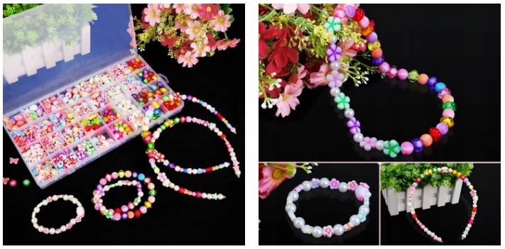 ZESTAW KORALIKÓW PREZENT KORALIKI DO BRANSOLETEK NASZYJNIKÓW ORGANIZER Płeć chłopcy dziewczynki