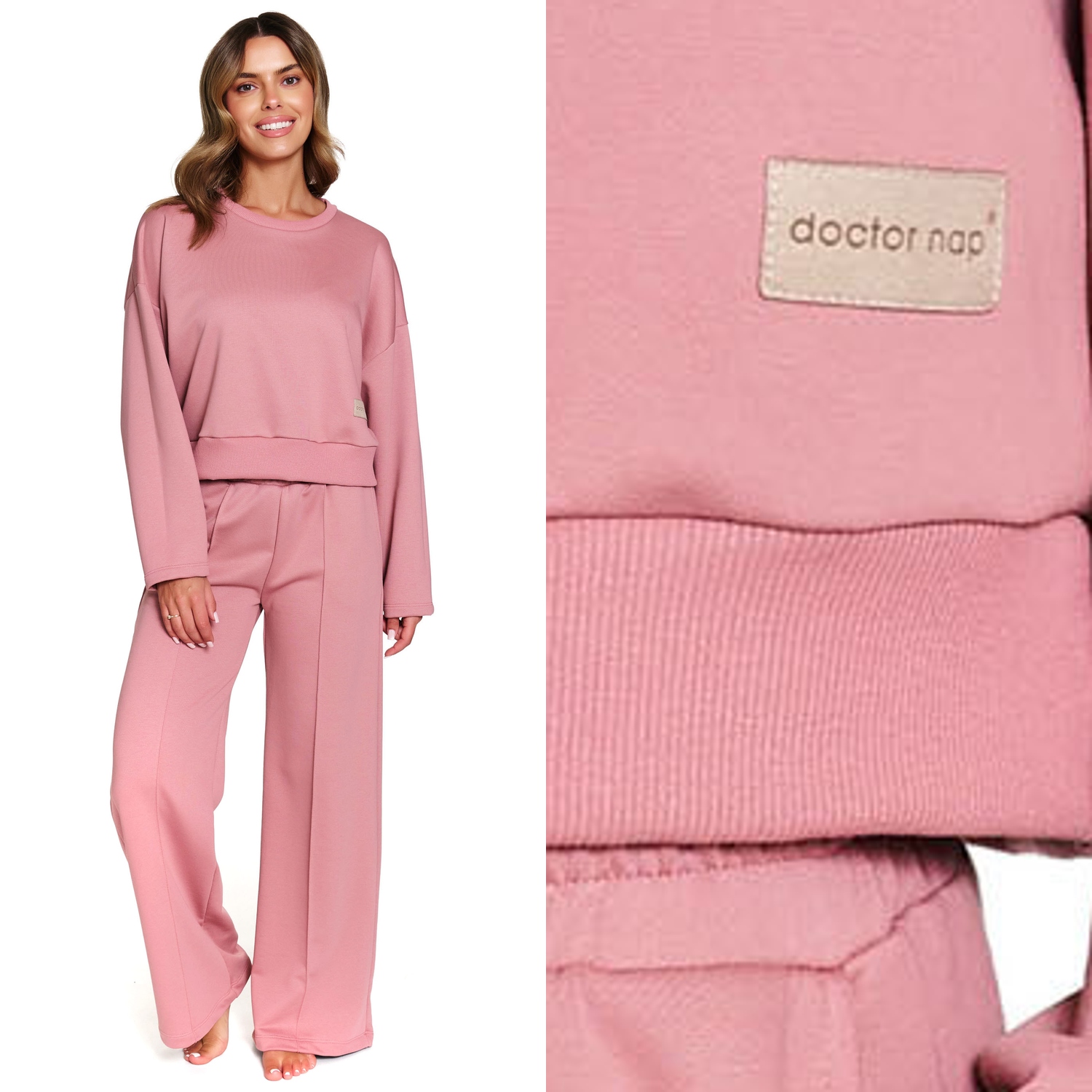 Teplákovka dámský Doctornap Drs 7360 blush rose s bavlnou a kapsami L