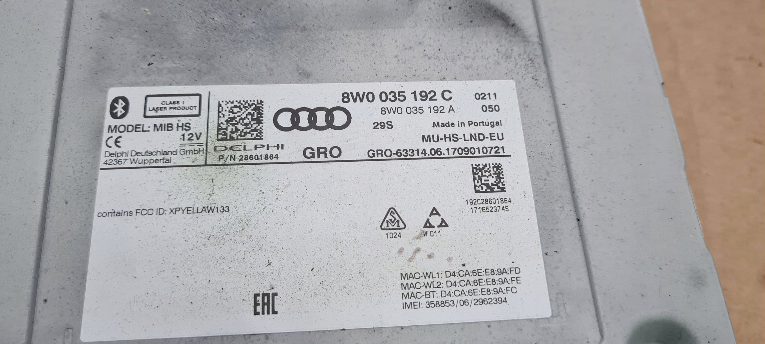 A4 B9 8W player navigation devices MULTIMEDIA 8W0035192C A5 8W
