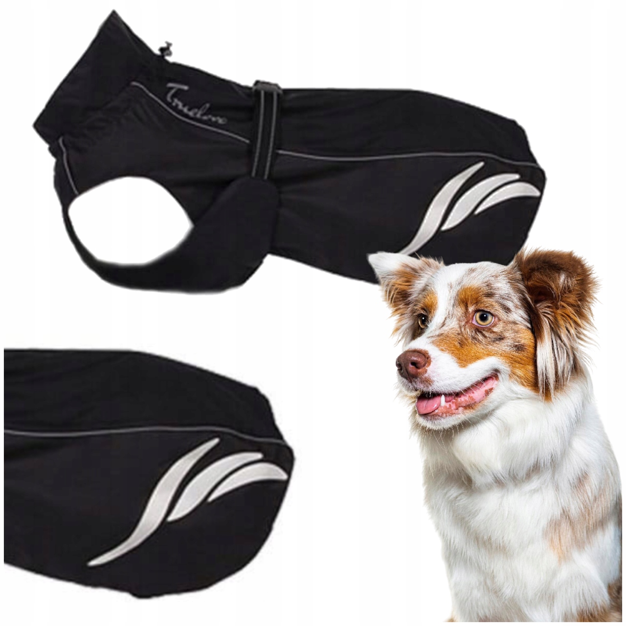 Levně Dešťová Bunda Pro Psa Derka Kabát Truelove Černá 4XL (55 CM)