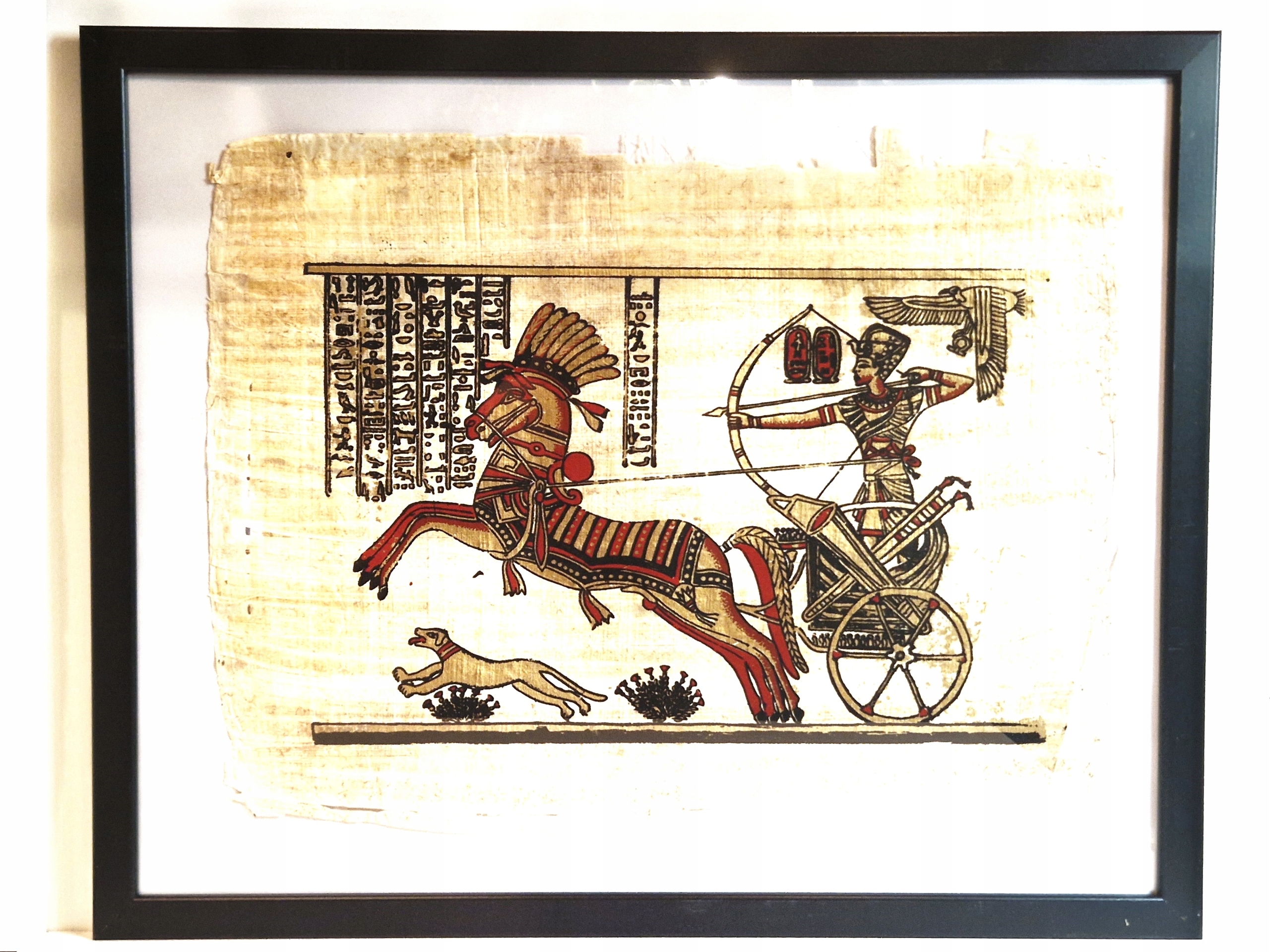 53,0cm x 43,0cm / PAPIRUS - OBRAZ W OSZKLONEJ RAMIE PAMIĄTKA Z EGIPTU /8864
