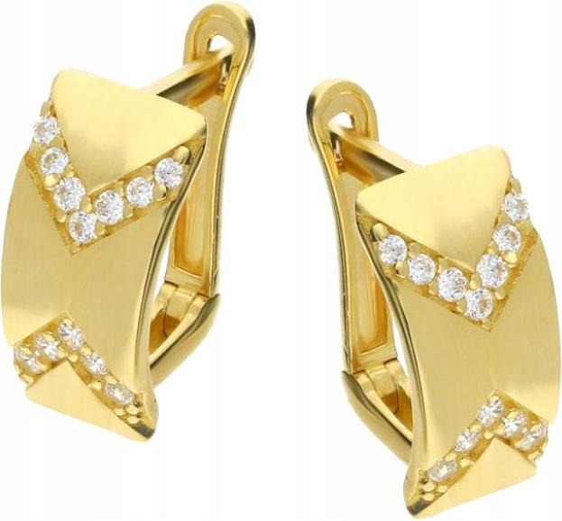 Zlaté náušnice 585 Plechy se zirkony 1,86 g, dámský vzor jako dárek