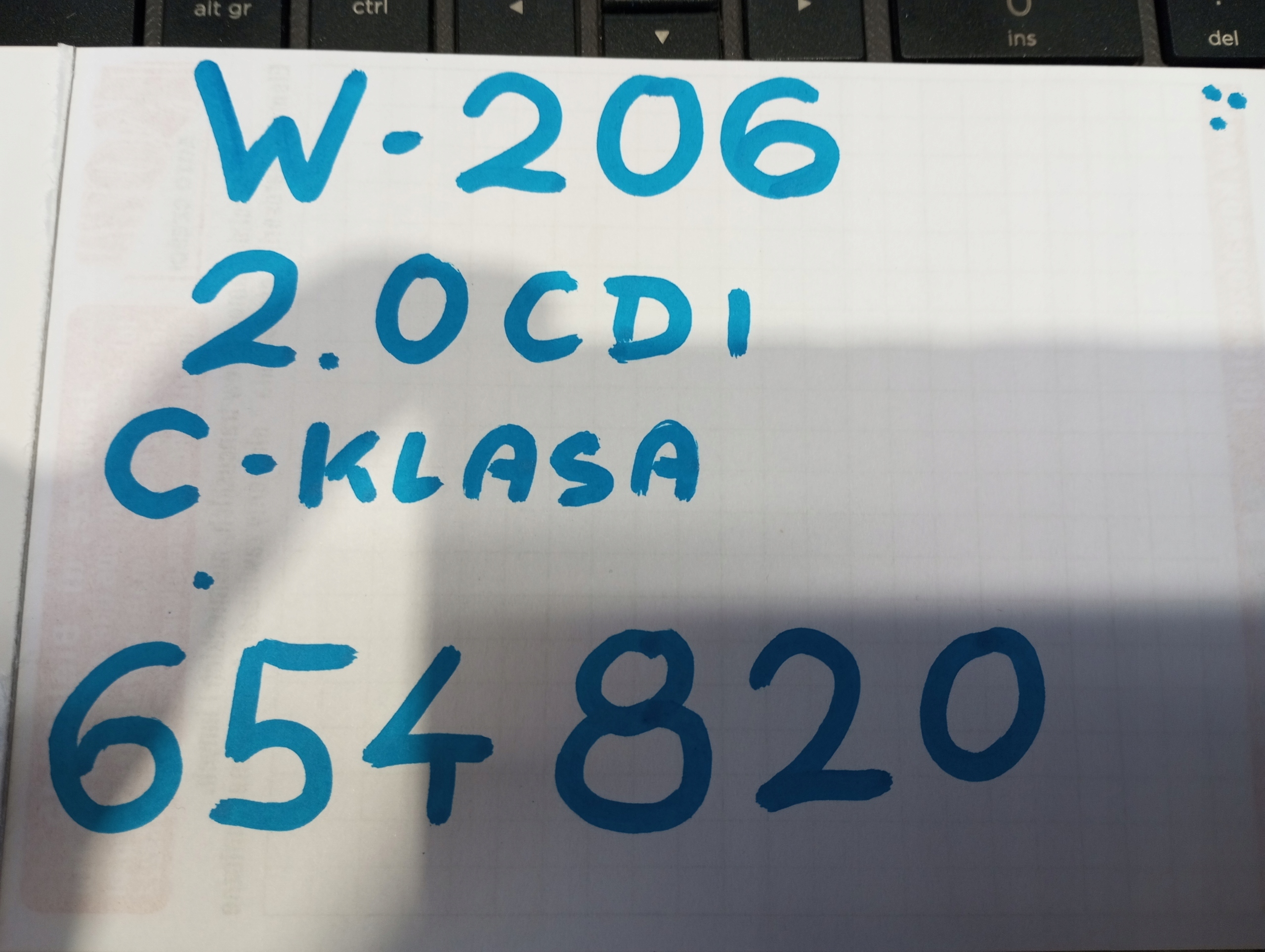 engine MOTOR unprotected pillar MERCEDES C KLASA 206 2.0 CDI 654820