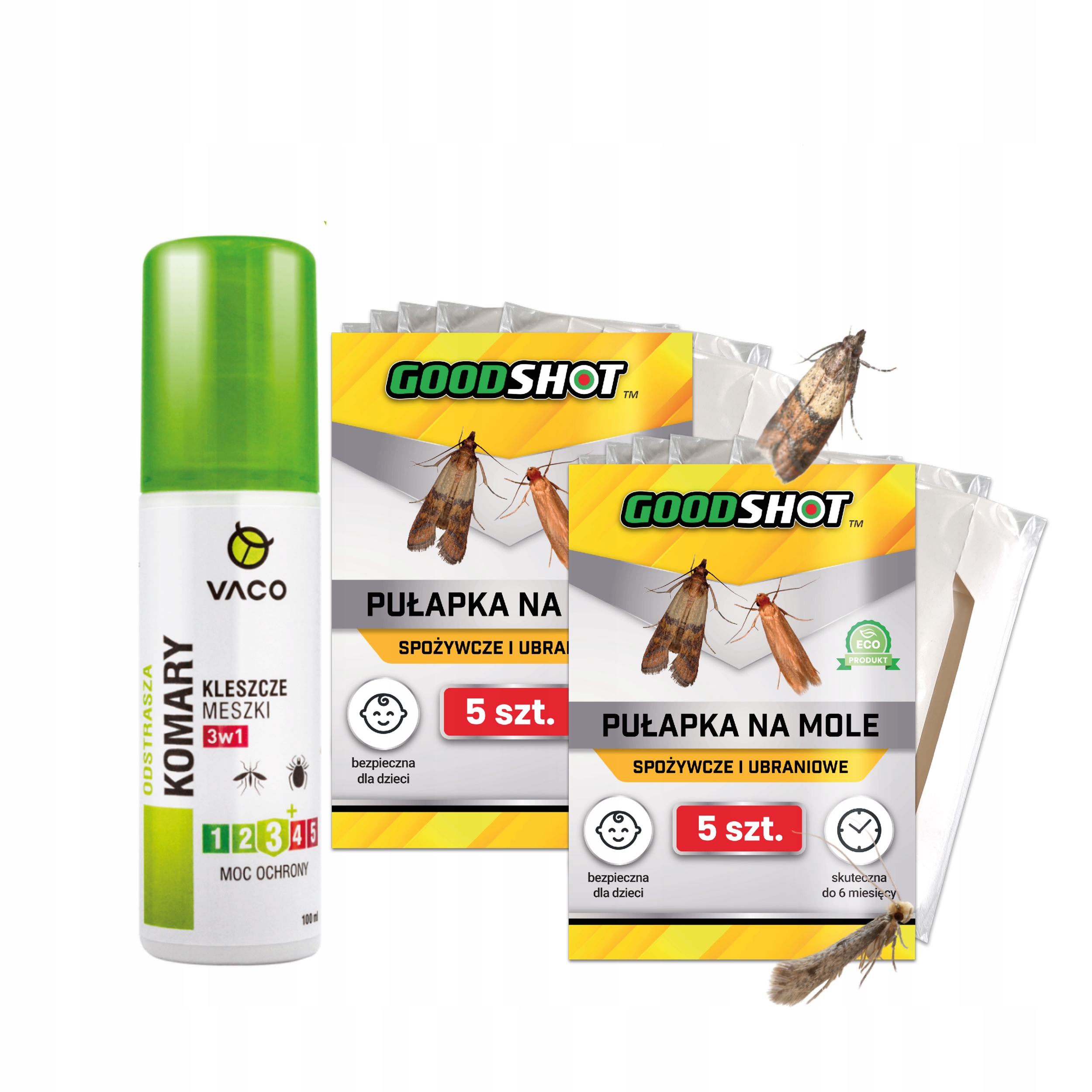 Set Tekutý přípravek proti komárům Deet 100 ml 10 x Lepová Deska na potravinové a oděvní moly