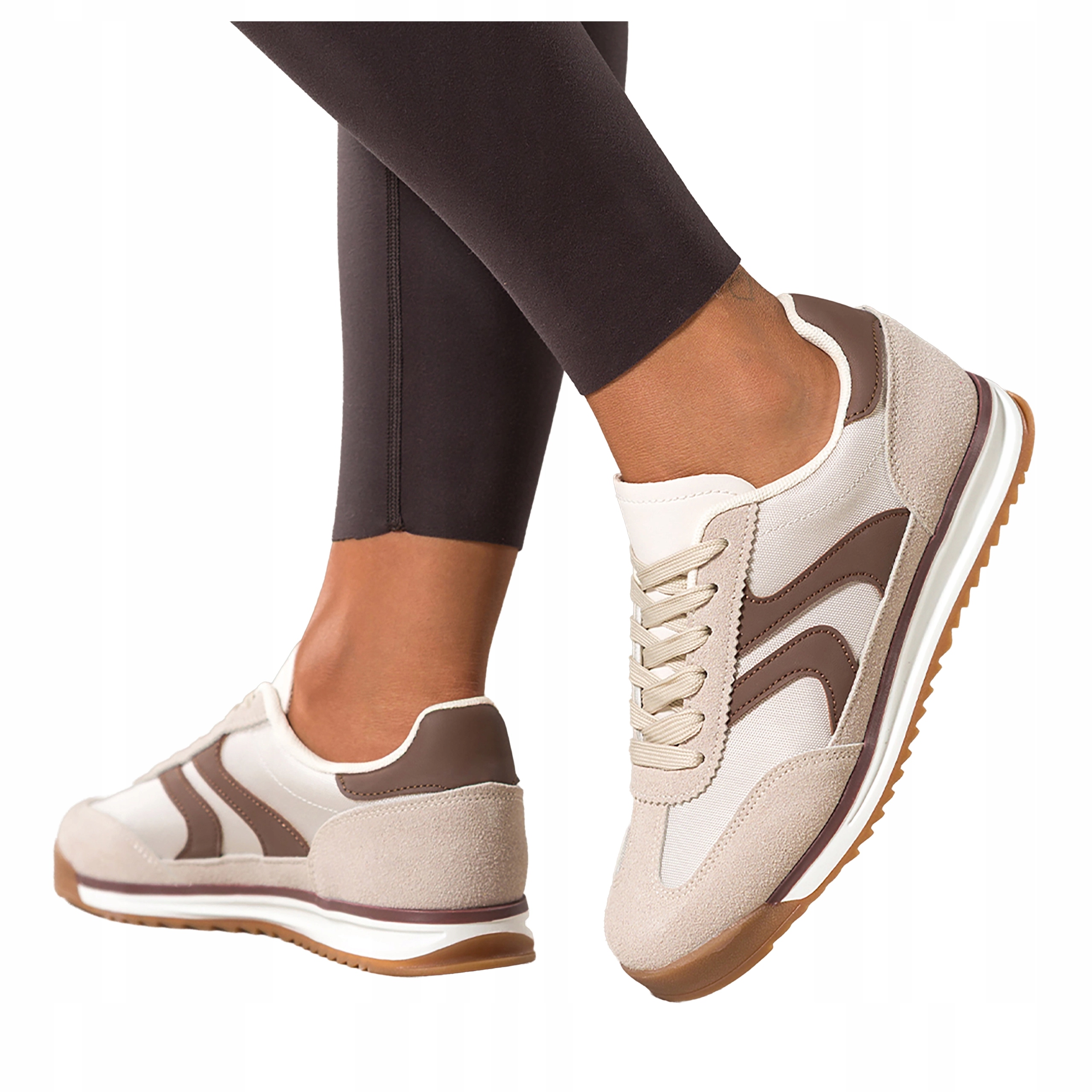 Béžové Tenisky Dámské Modní Šněrovací Čokoládové Sportovní Vložky vel 37