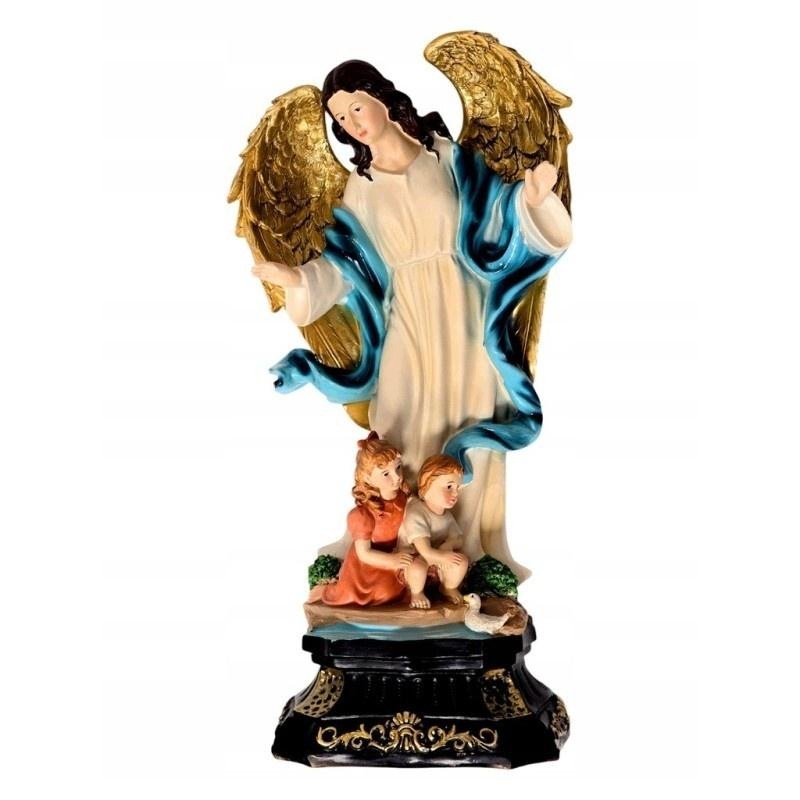 Art Sacrum Figura Anděl strážný s dětmi 35 cm Náboženská dekorace