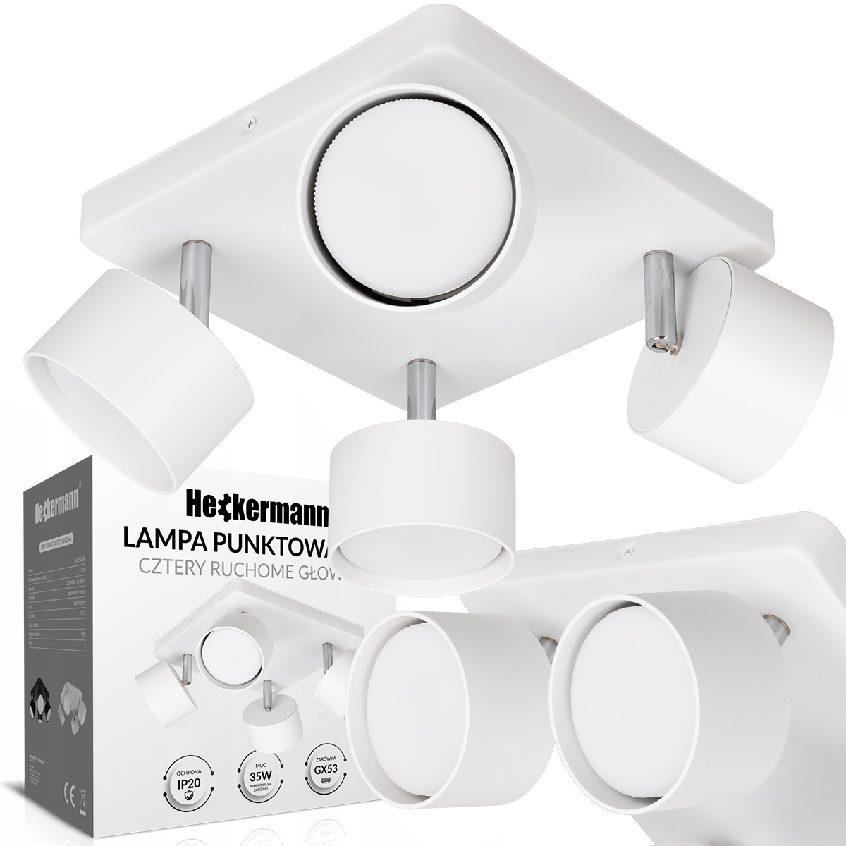 Stropní Svítidlo Spot Led Nástěnná Bodová 4xGX53