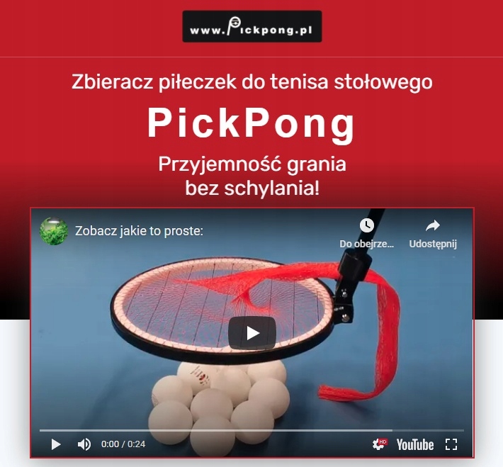 Zbieracz piłeczek do tenisa stołowego, robot Model PP-01