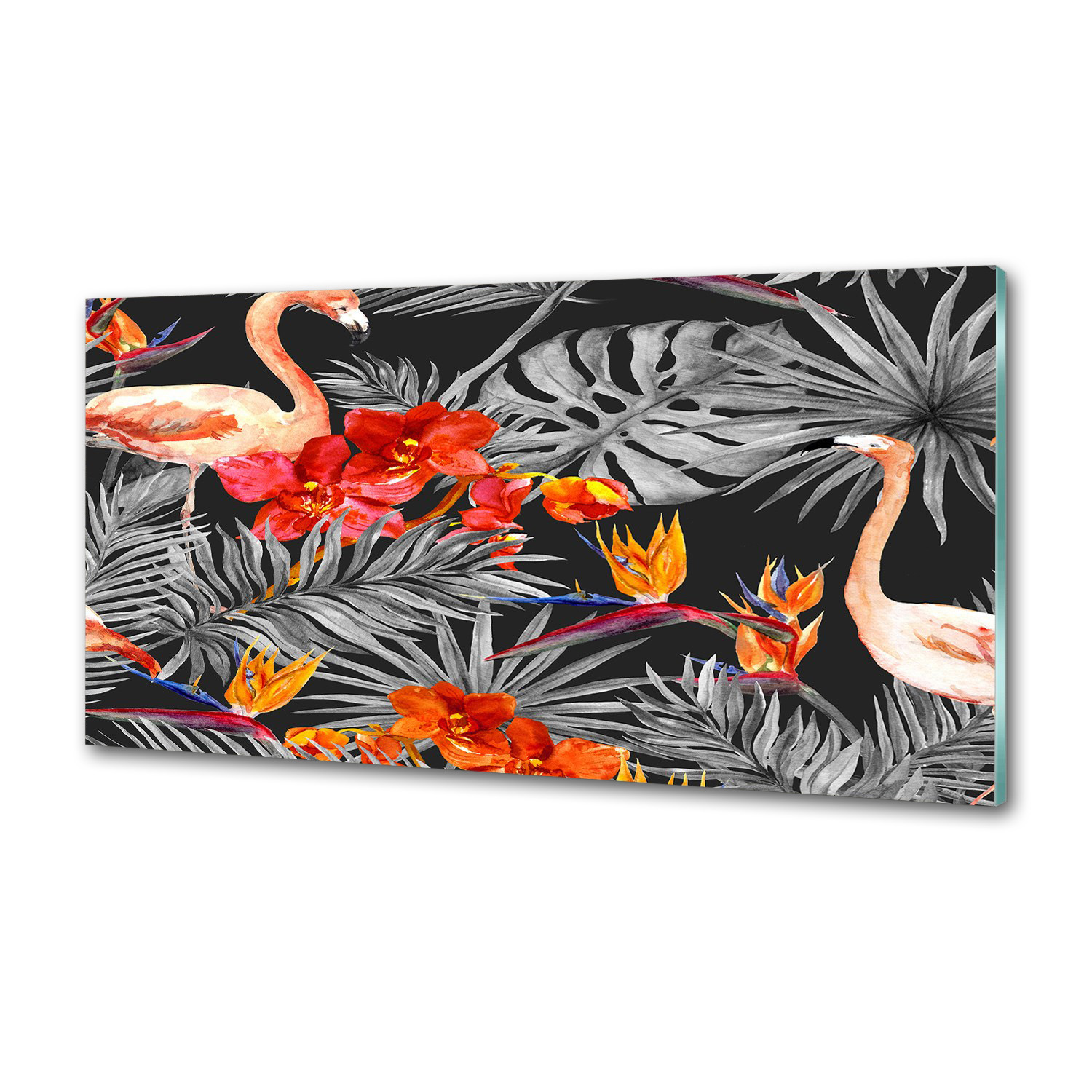 Panel do kuchyne Flamingi a kvety 120 x 60 cm Lepidlo