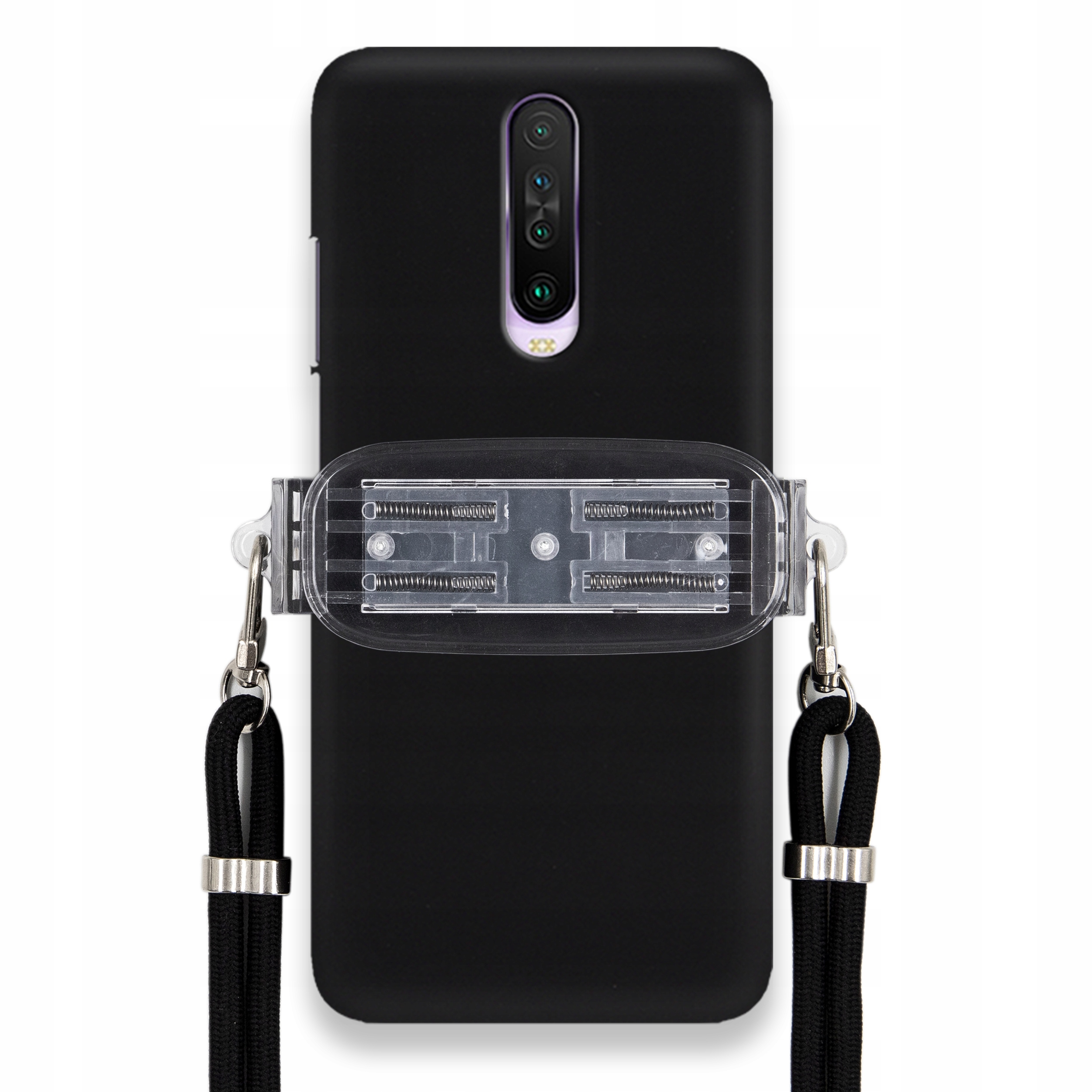 Pouzdro Pro Xiaomi Redmi K30 Mat Černé Pouzdro Univerzální Držák Černá Šňůrka