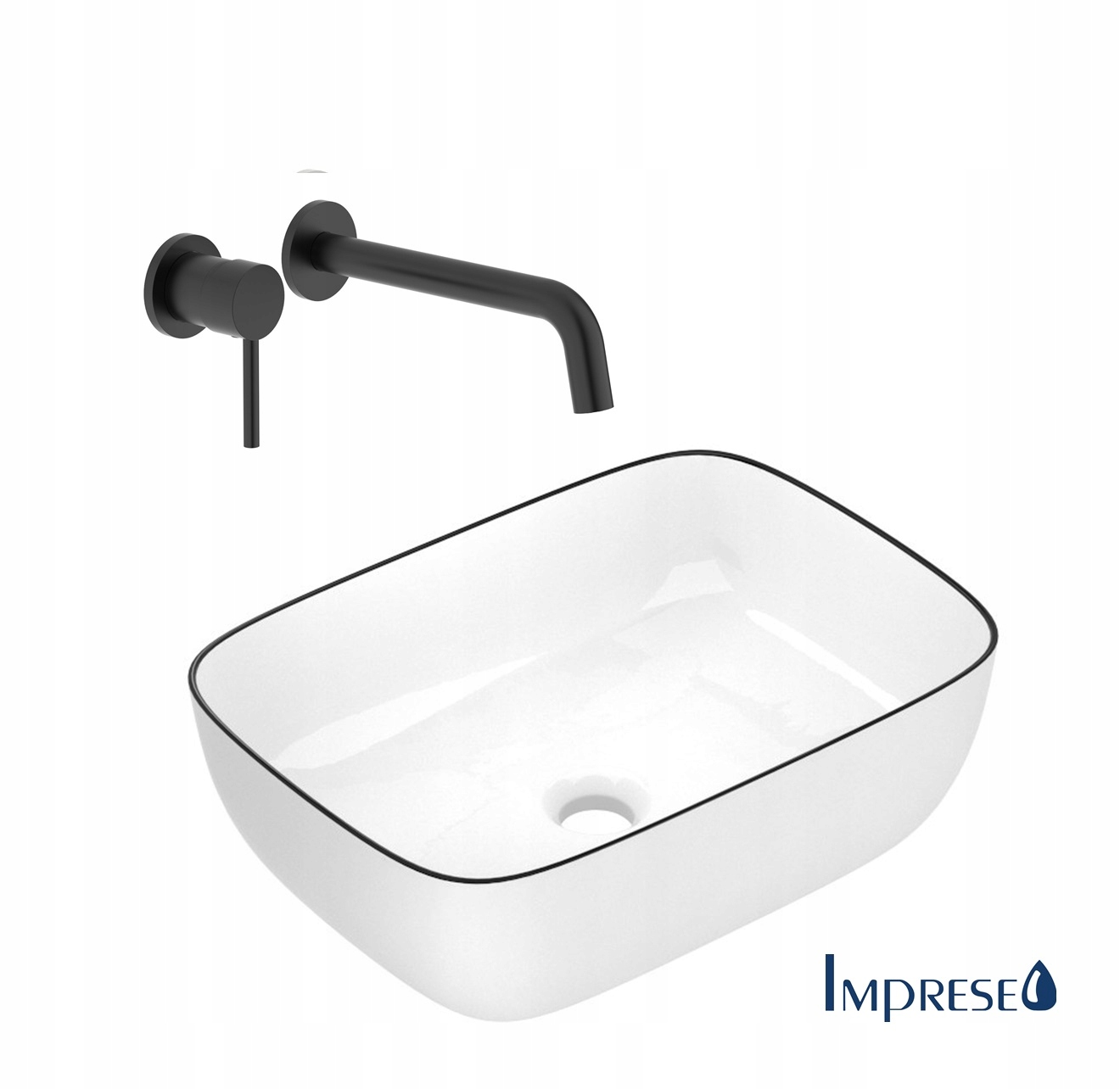 Umývadlová doska 45*32 Imprese biela Čierny Rant Podomietková Bateria