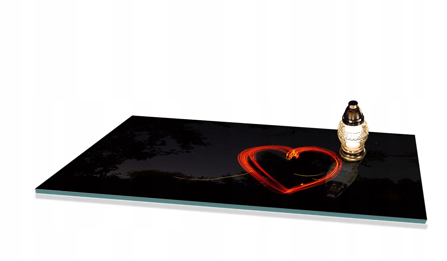 Podstavec tvrzené sklo pod Zničení na Hřbitov, vzor Srdce 80x52 cm
