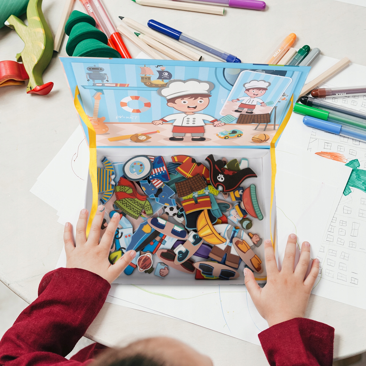 MAGNETICKÉ PUZZLE OBLIEKAJÚCE CHLAPCA MONTESSORI Hĺbka produktu 3,5 cm