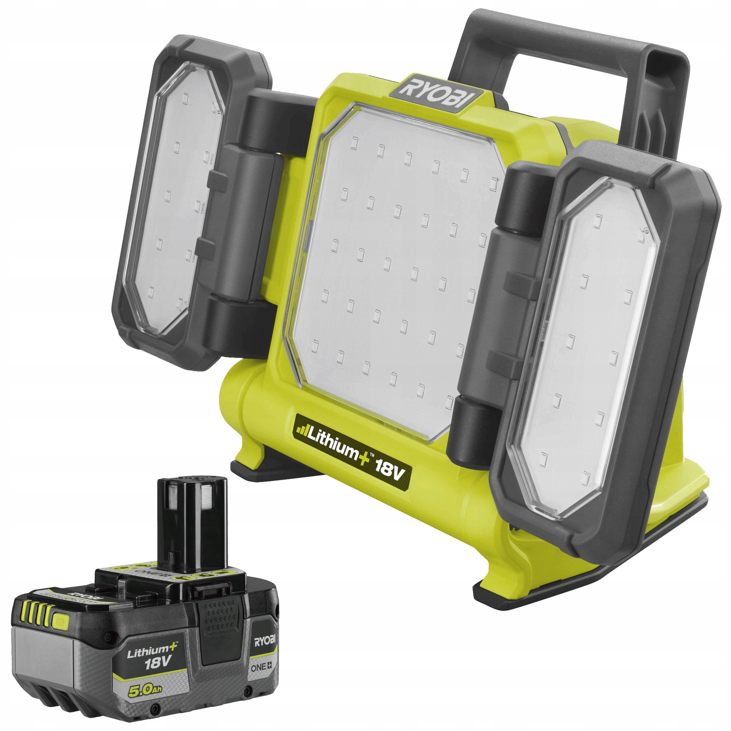 Ryobi Led Akukulačná Lampa Halogen S Panelmi 3000LM 18V 5Ah Batéria