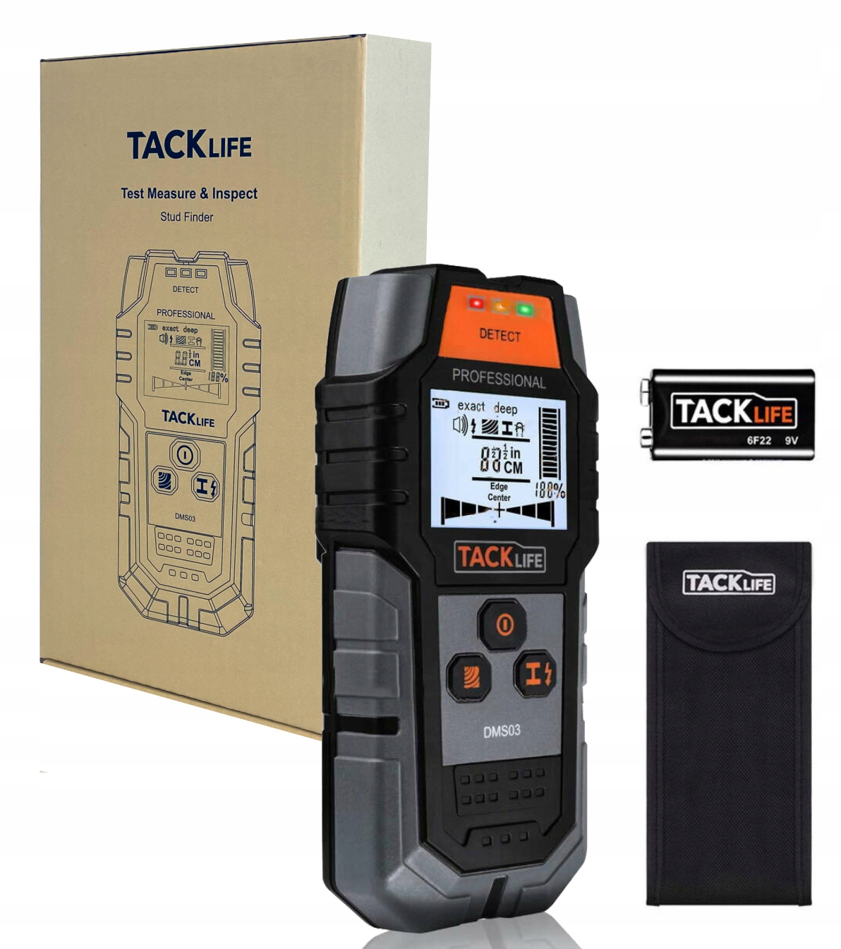 Wykrywacz Metalu Kabli Drewna Legarów Detektor Przewodów Napięcia 120mm