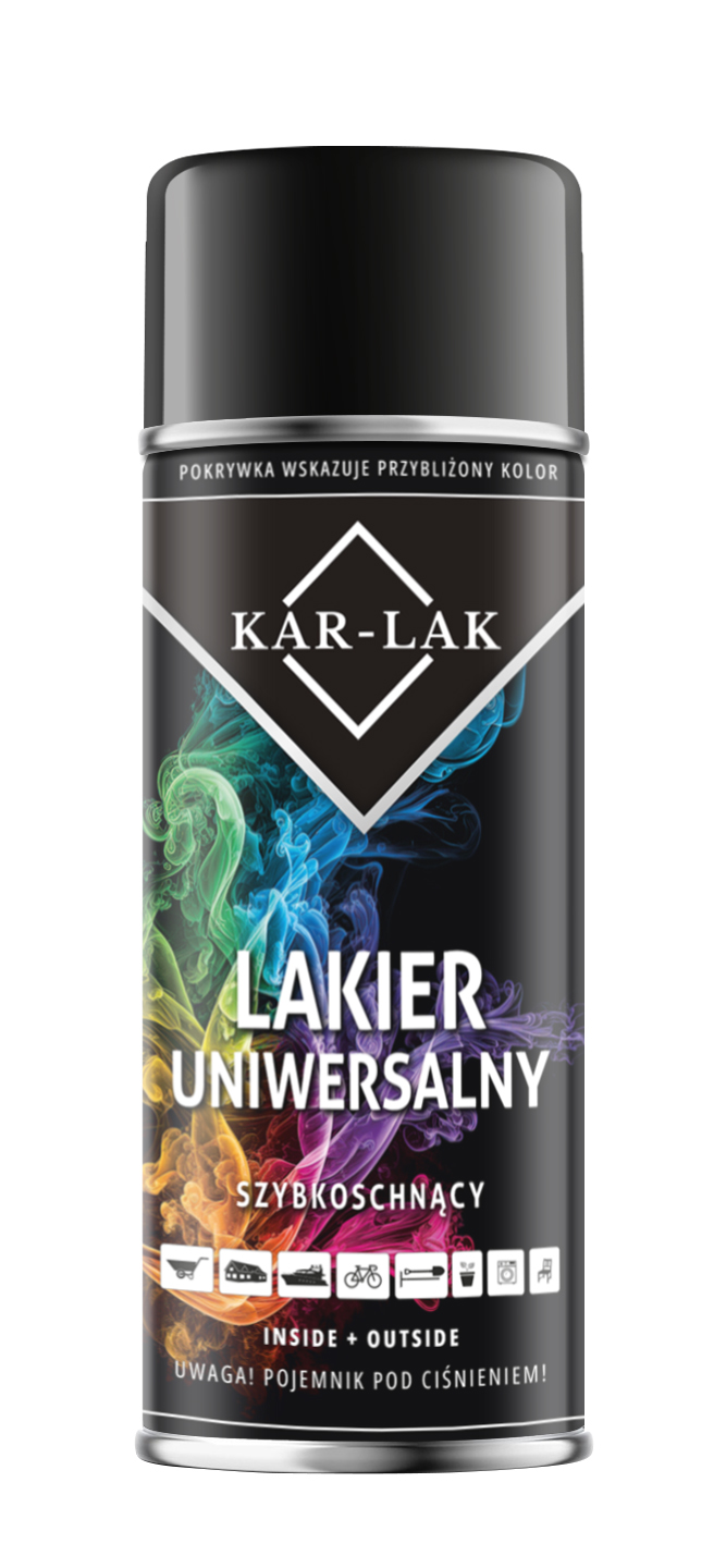 Kar-lak Ral 9017 Czarny Połysk Farba Lakier Uniwersalny Car Lak Spray 400ML