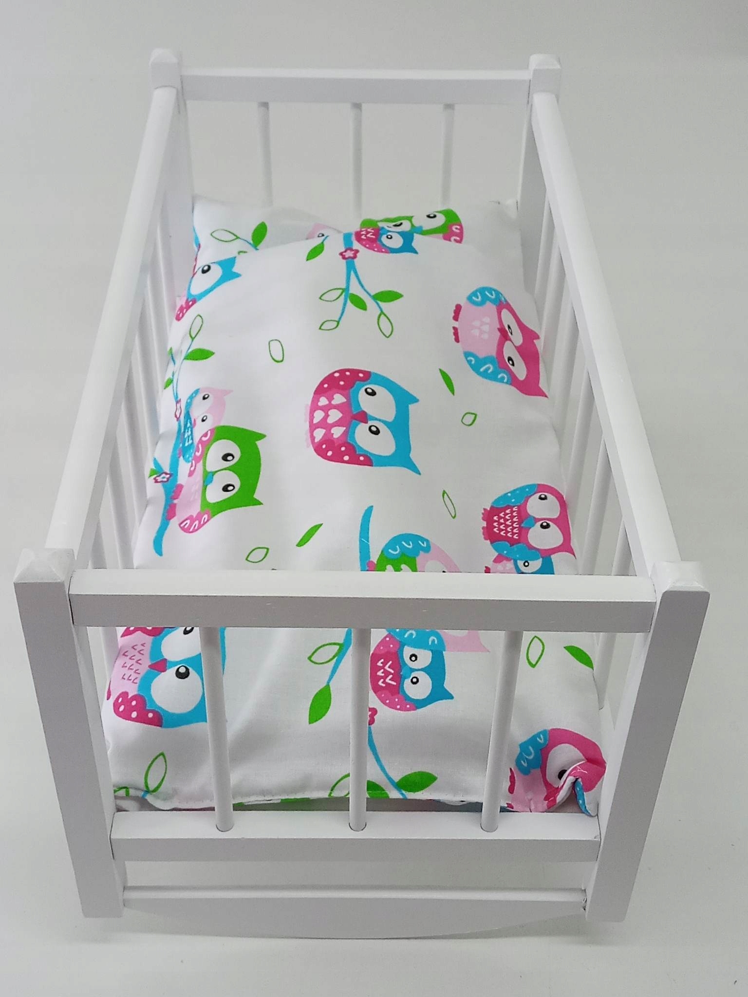 KOŁYSKA DREWNIANA dla lalek + POŚCIEL 3elementy