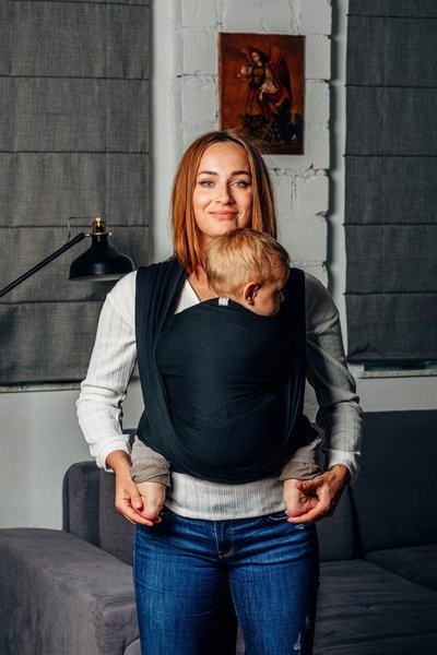 Chusta tkana LennyLamb - Jodełka Czarny Heban 3.6m Kolor czarny