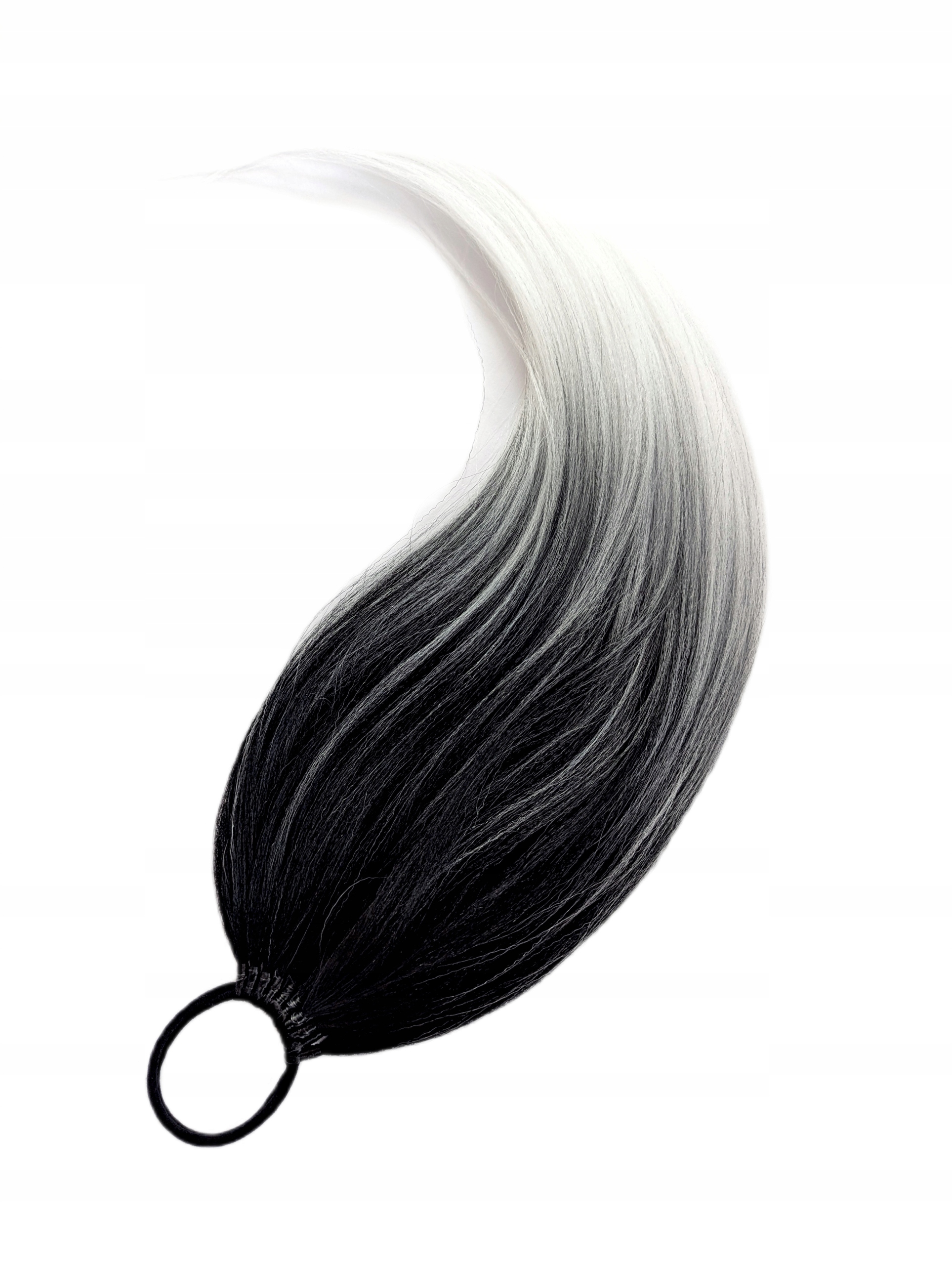 Připínací poník na gumičce, Příčesek, černá bílá ombre, Panna Bříza, 70 cm