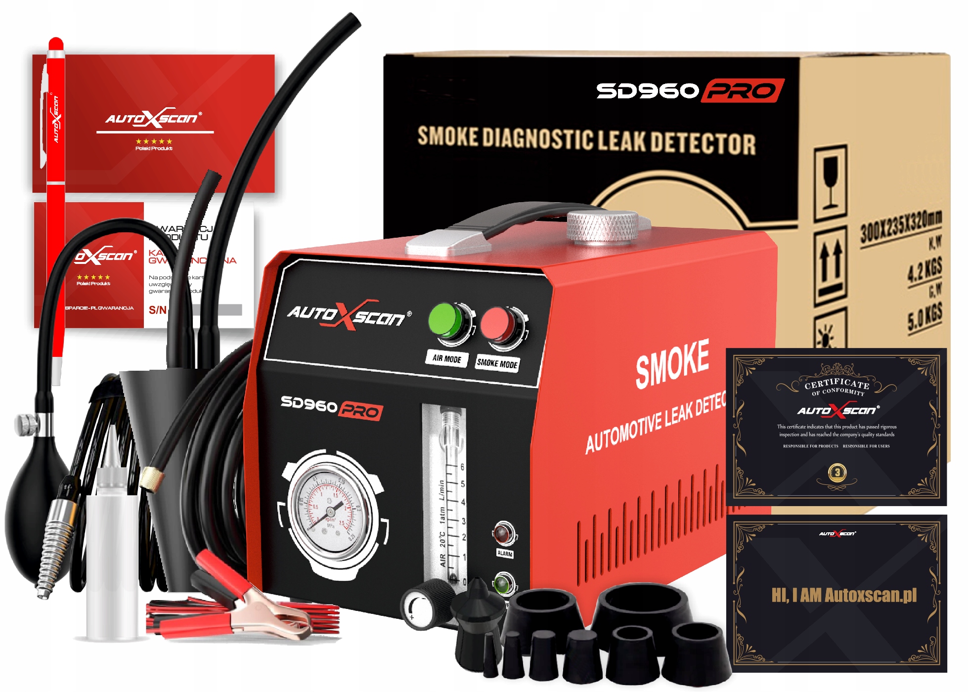 Tester tesnosti AutoXscan SD960PRO, zadymovač extra silný