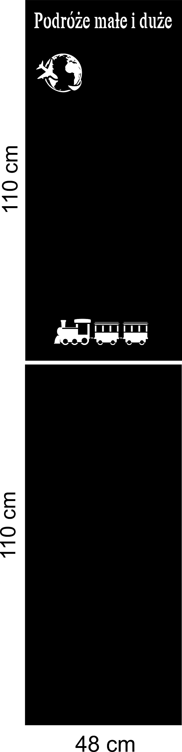 Velmi dlouhá Metalová Tabule magnety obdélník černá vlak 220x48 cm