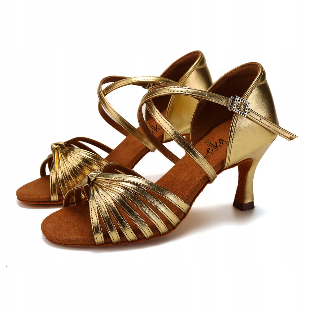 Buty Do Tańca Taneczne Połyskujące Złote 7,5cm