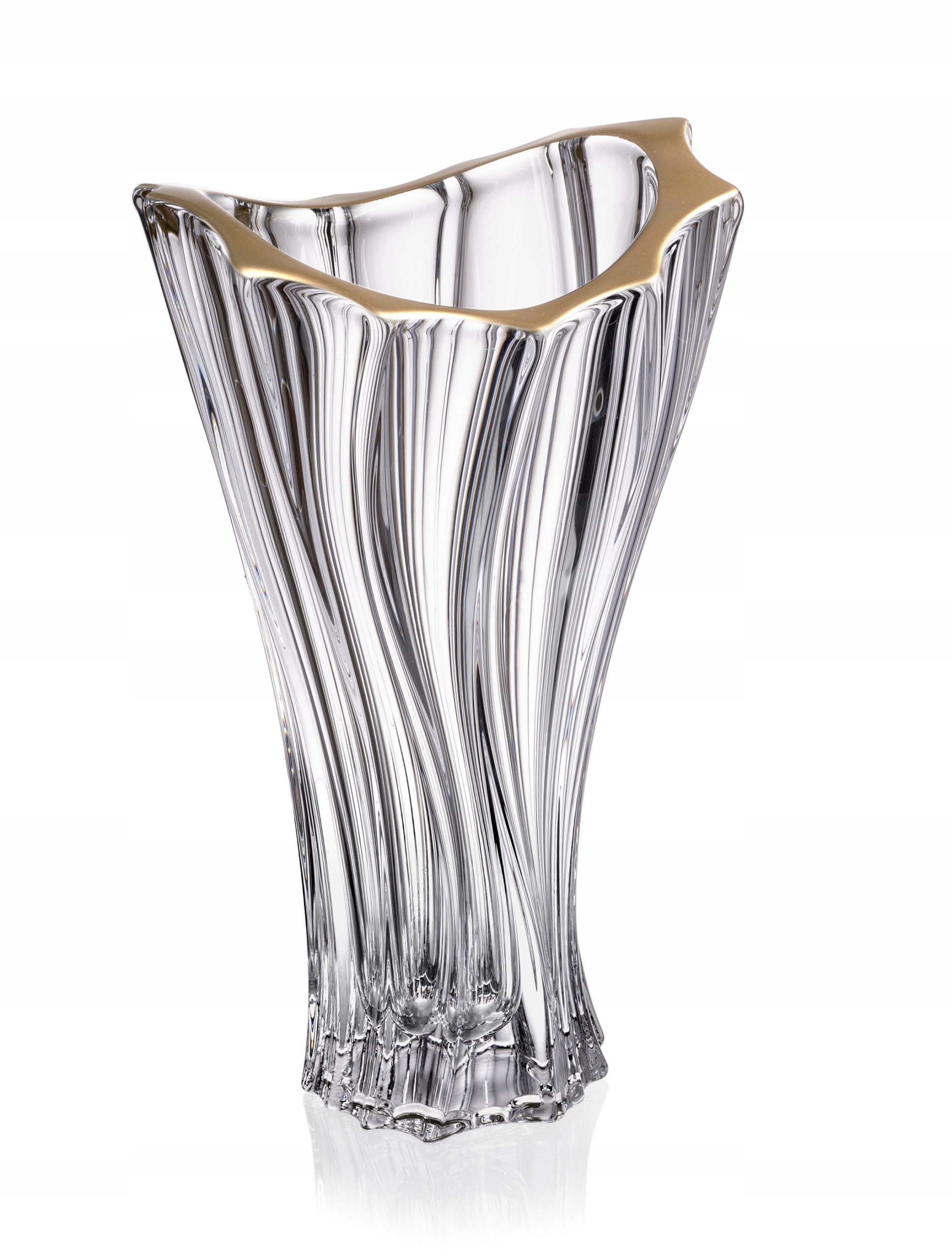 Aurum Plantica krištáľová váza 32cm zlatý okraj