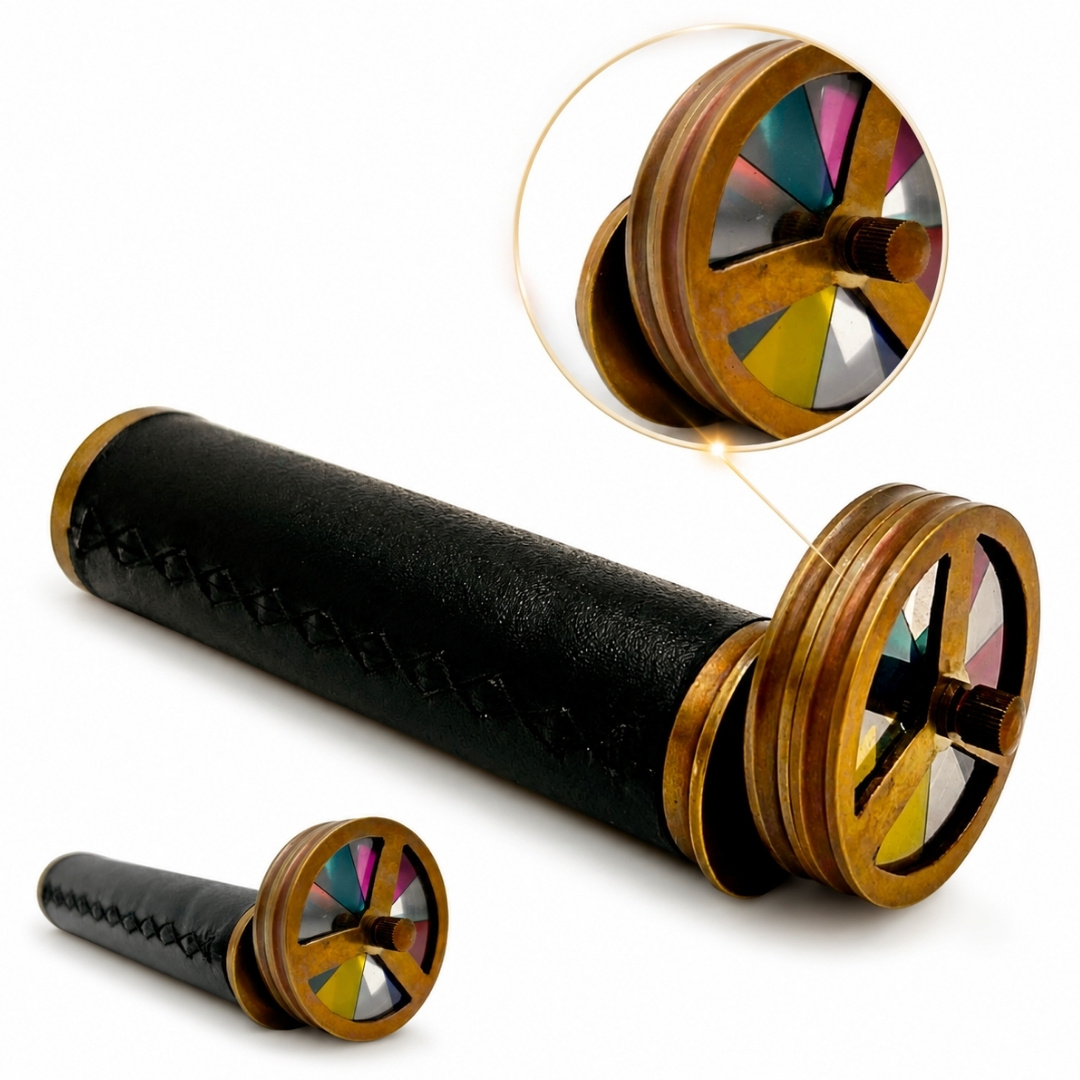 Kaleidoskop Premium Retro Vintage Mosaz Kůže Elegantní Dárek