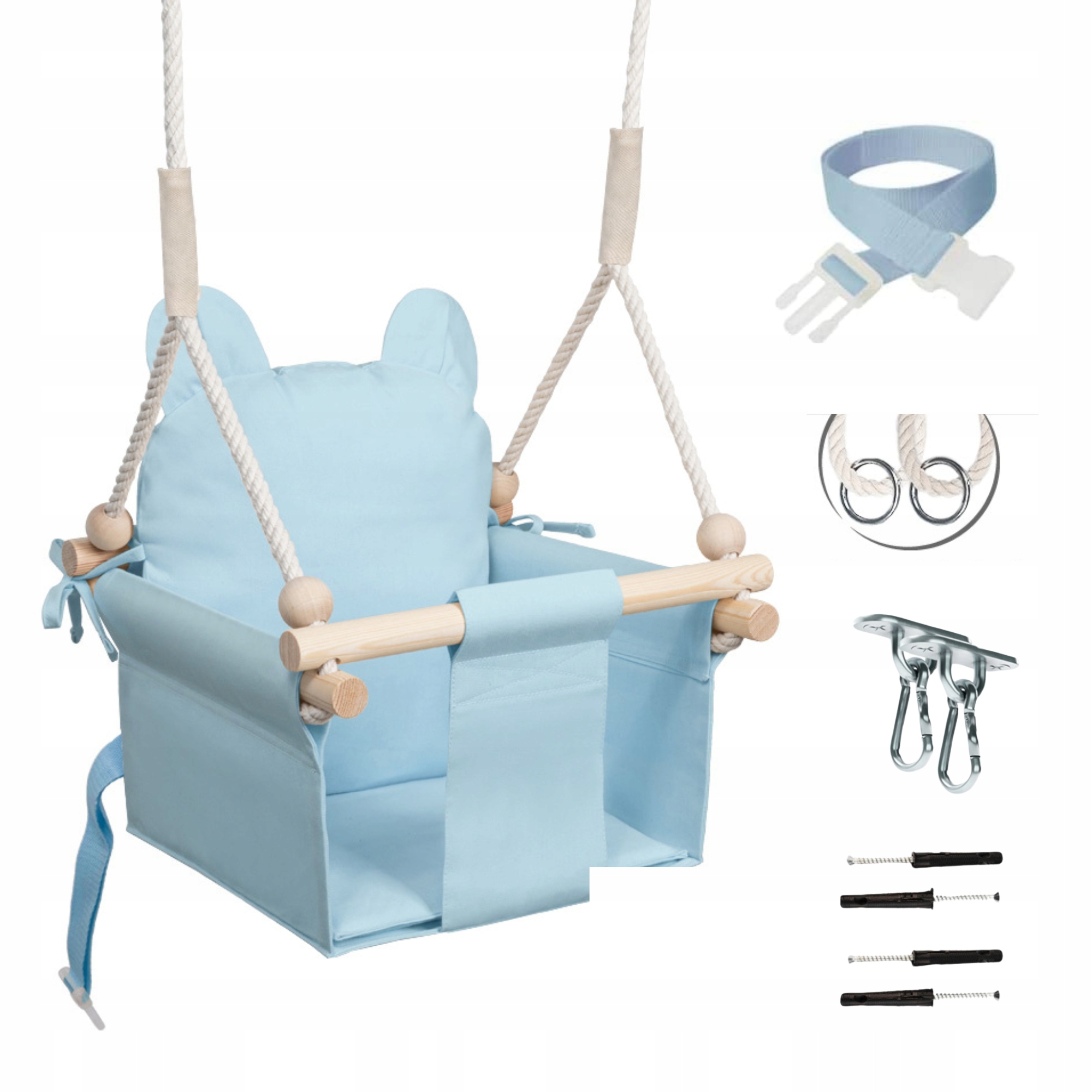 HUŚTAWKA DLA DZIECI z oparciem MIŚ +PAS BEZPIECZEŃSTWA +HAK-do domu, ogrodu