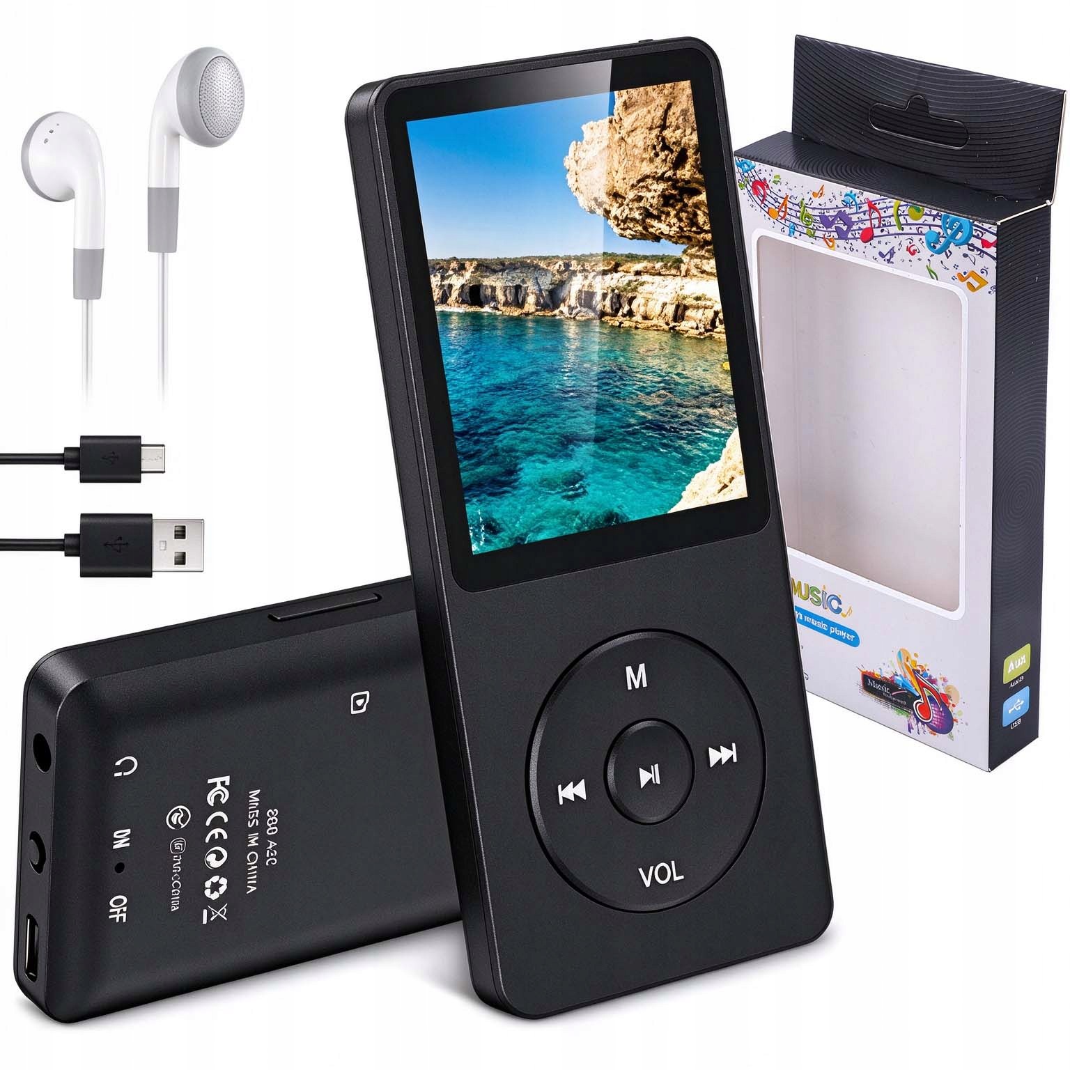 MP3 Přehrávač MP4 16GB Fm Video Bezdrátový Bluetooth 5.0 Hifi Černý