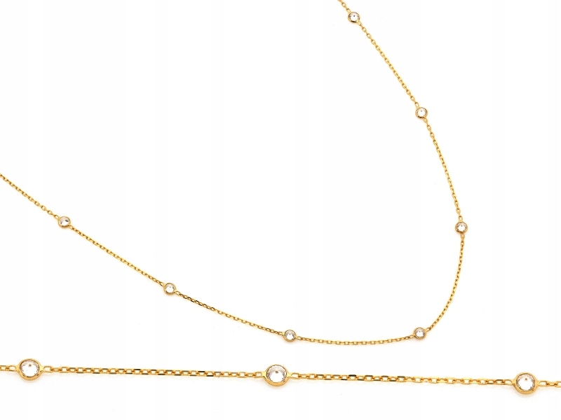 Dámský zlatý náhrdelník 585, bílé zirkony v dárkovém balení dárek, 14 kt