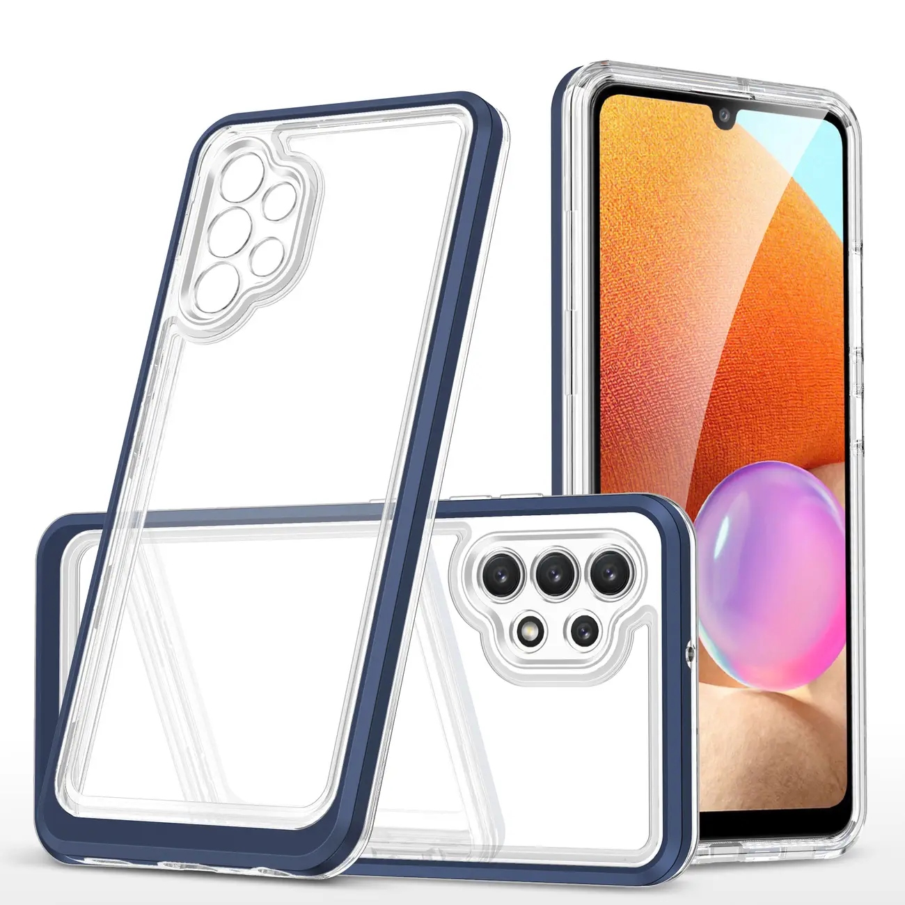 Clear 3in1 etui do Samsung Galaxy A72 4G żelowy pokrowiec z ramką Hurtel