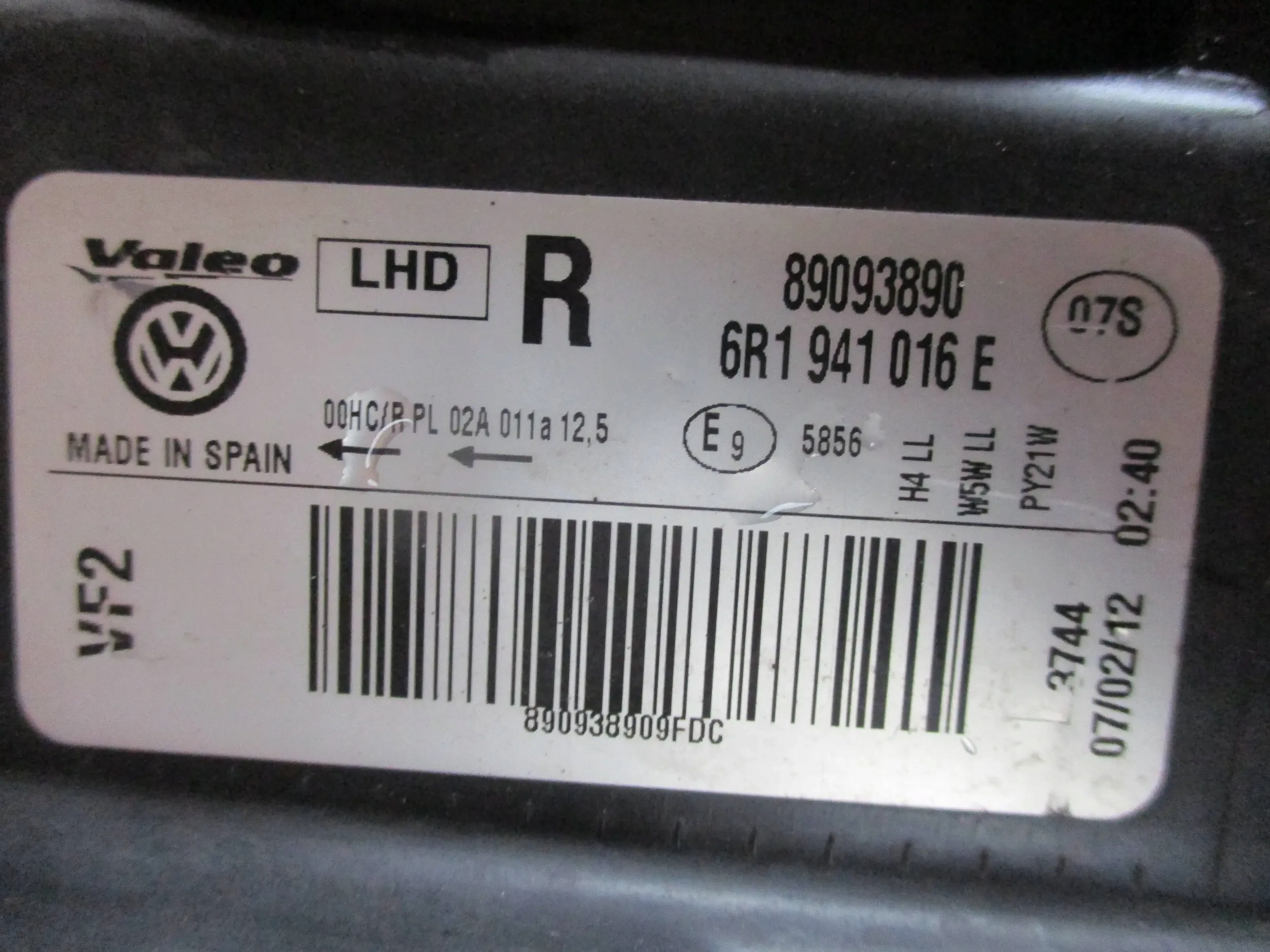 light front front right VW POLO V 6R1
