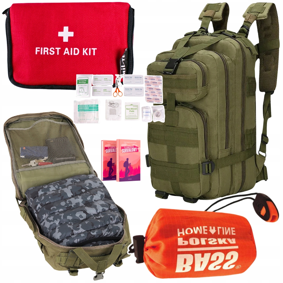 Plecak Wodoodporny 35L Taktyczny Apteczka Mini Śpiwór Namiot