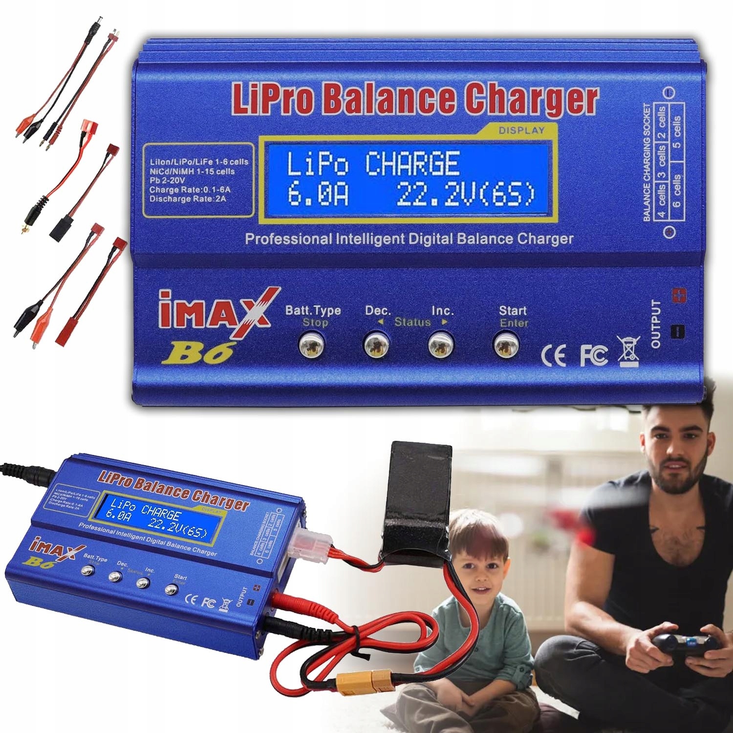 Imax B6 80W Nabíječka, Nabíječka Lipo/li-ion (1-6S) Nabíječka LCD Paralelní