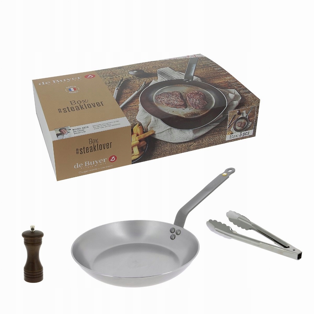 de Buyer Mineral B Sada na steaky 26 cm Oceľový vosk