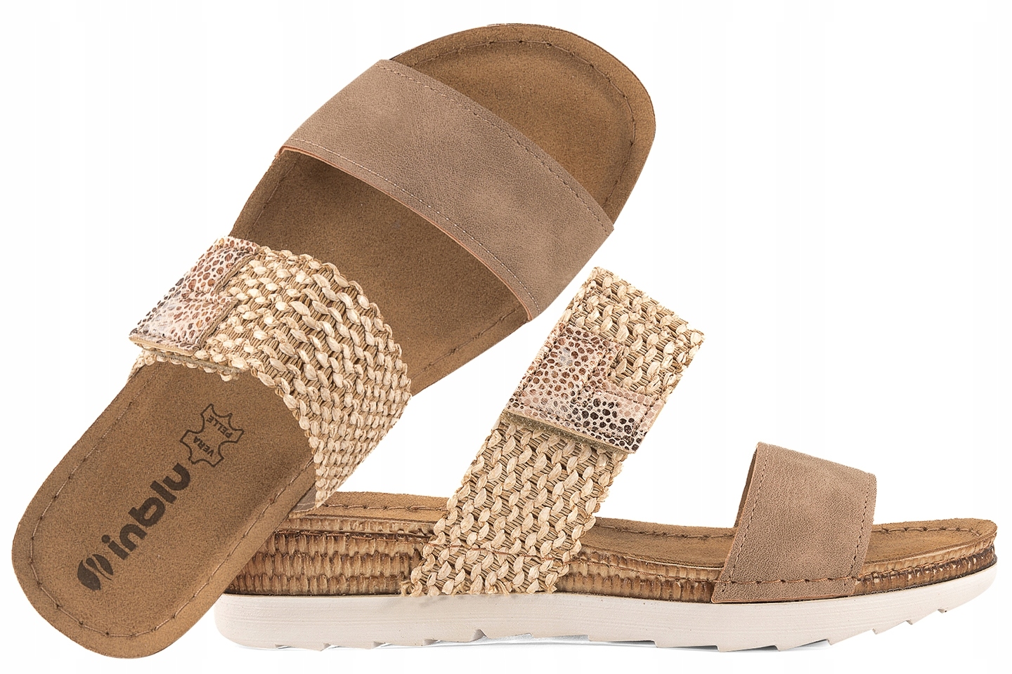 Inblu OF-33 Klapki Damskie Komfort Soft Pu Skórzana Wkładka j.brąz 38 Brąz