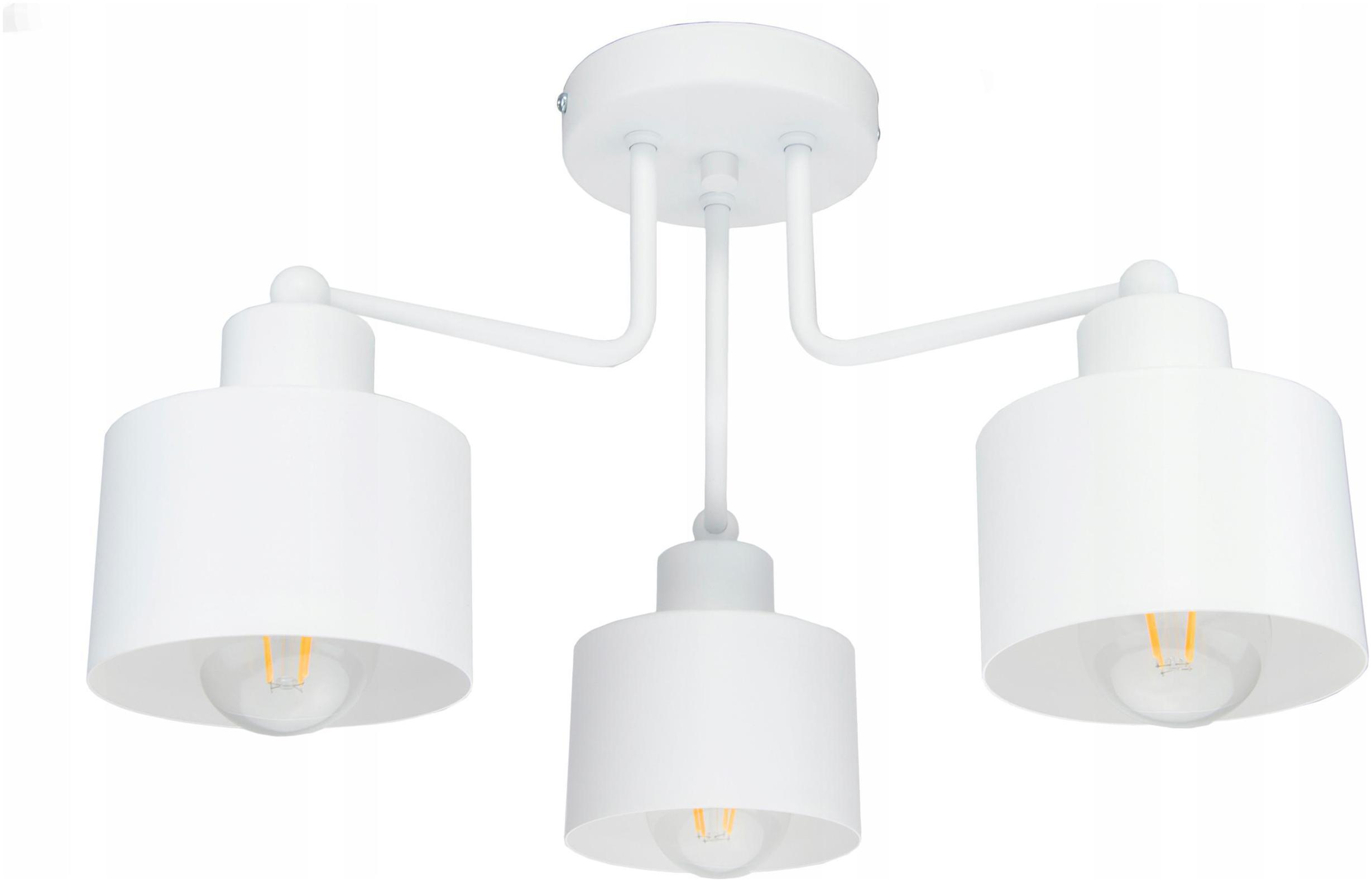 Lampa Biała Wisząca Sufitowa Żyrandol Biały Tuba 3 Led Struktura E27