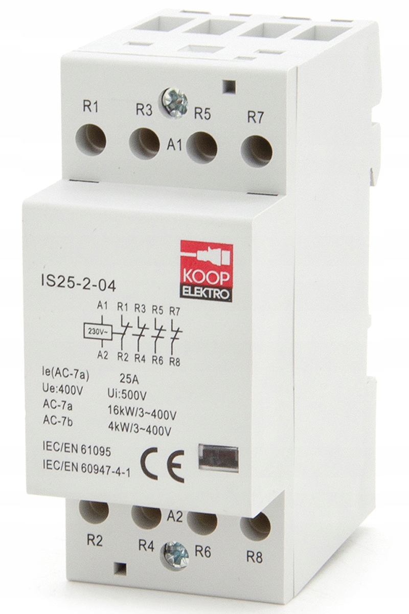 

Stycznik Modułowy 25-04 230V 25A 2P 4NC 3-FAZ