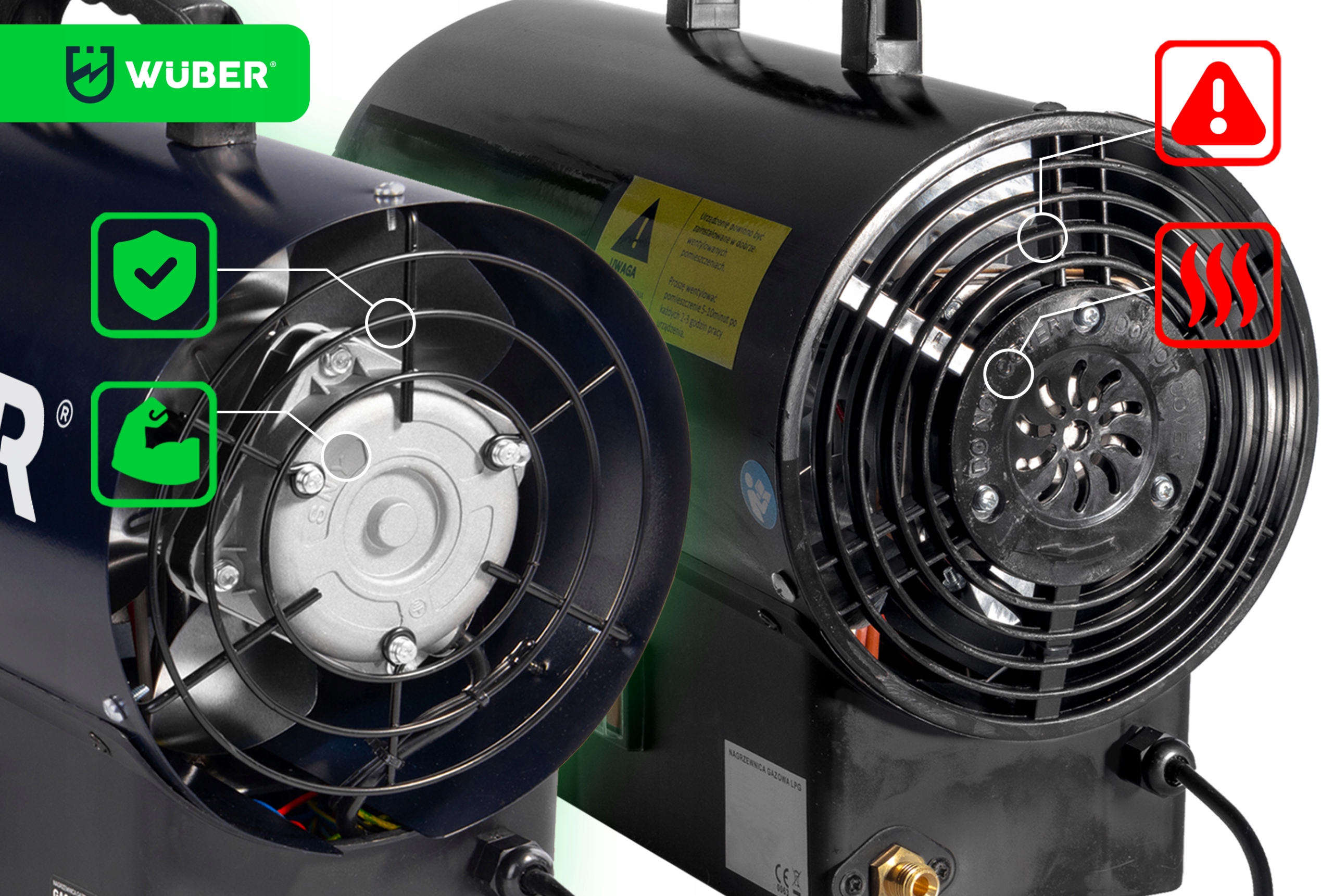 NAGRZEWNICA GAZOWA Z REGULACJĄ LCD TERMOSTAT MOCNA 25KW + WĄŻ + REDUKTOR Klasa efektywności energetycznej A++