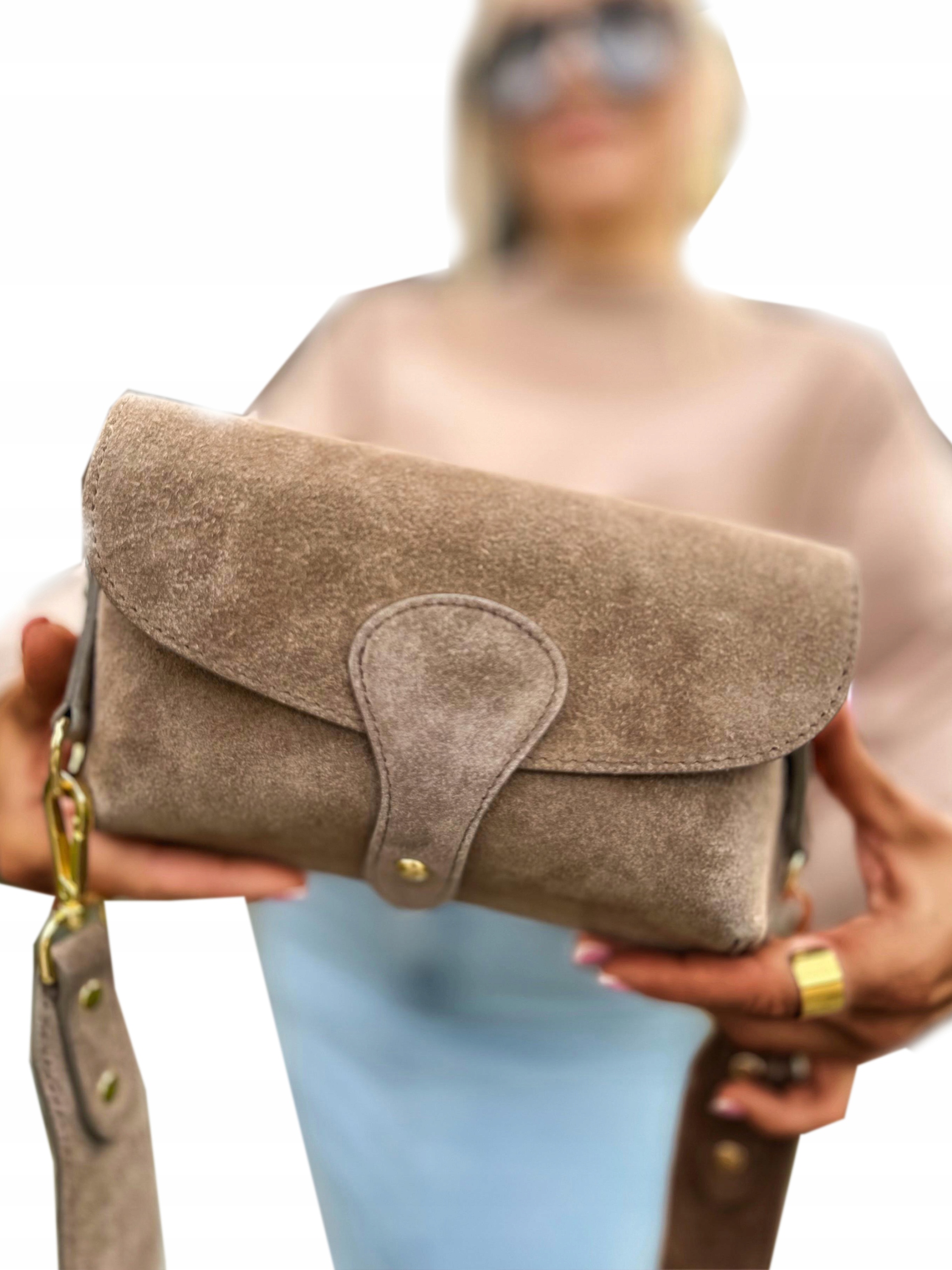 Semišová béžová dámská kabelka přes rameno s nastavitelným pásek